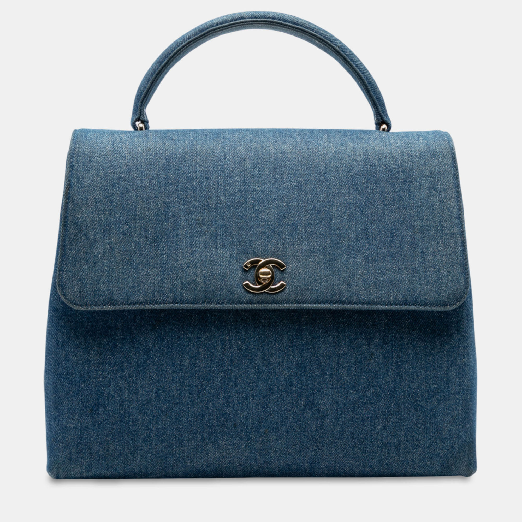 

Chanel Blue CC Denim Kelly Top Handle Bag