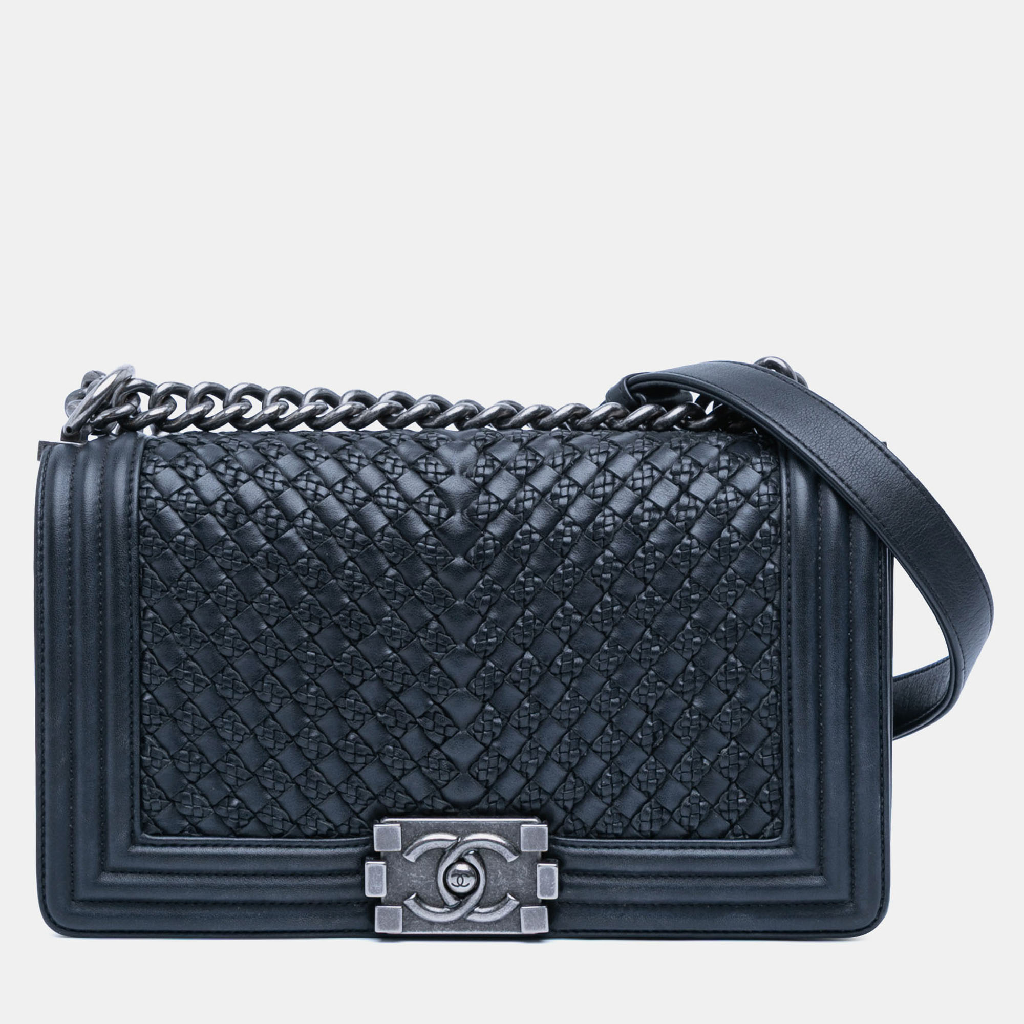 

Chanel Blue Old Medium Braided Calfskin Boy Flap