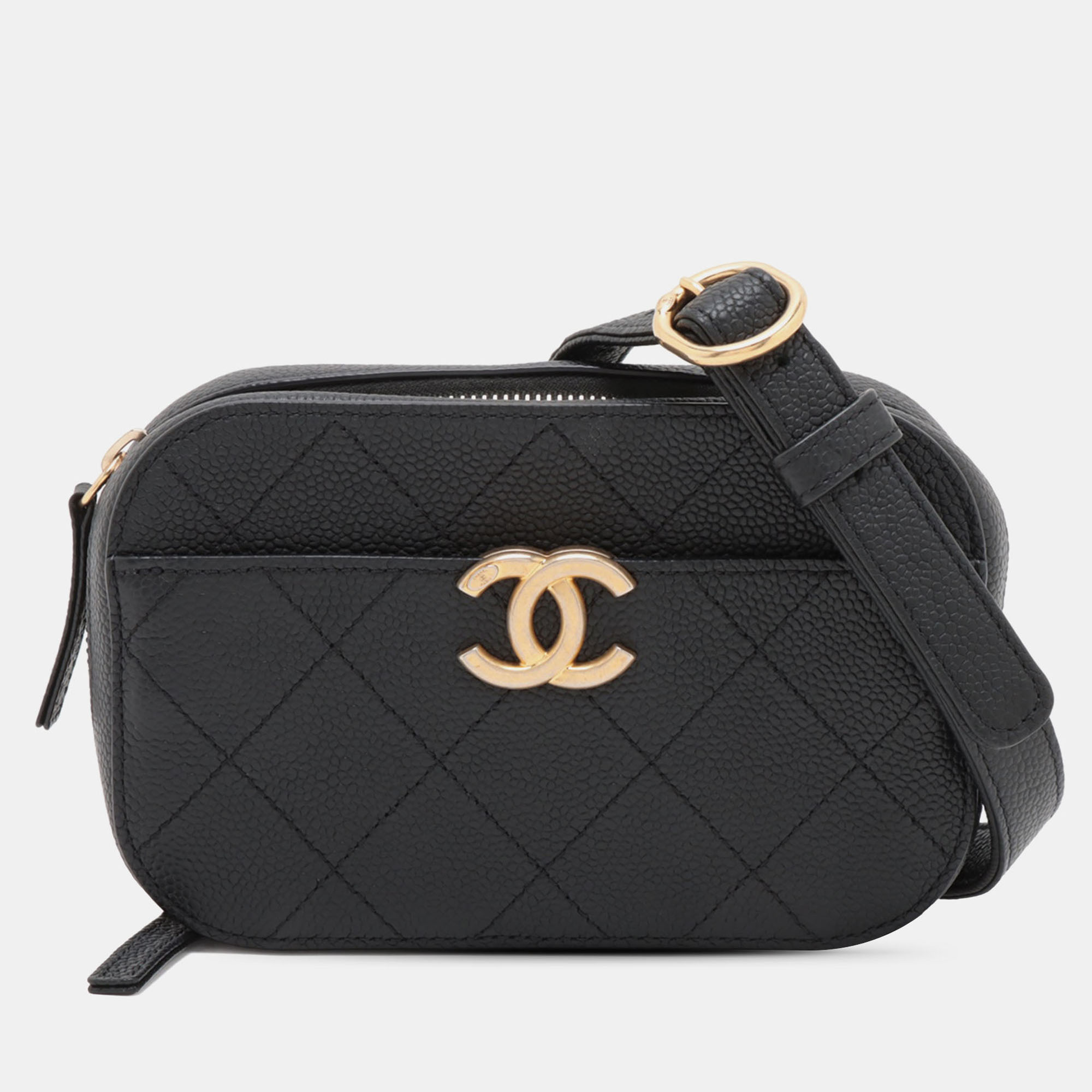 

Chanel CC Stitched Caviar Waist Bag, Black