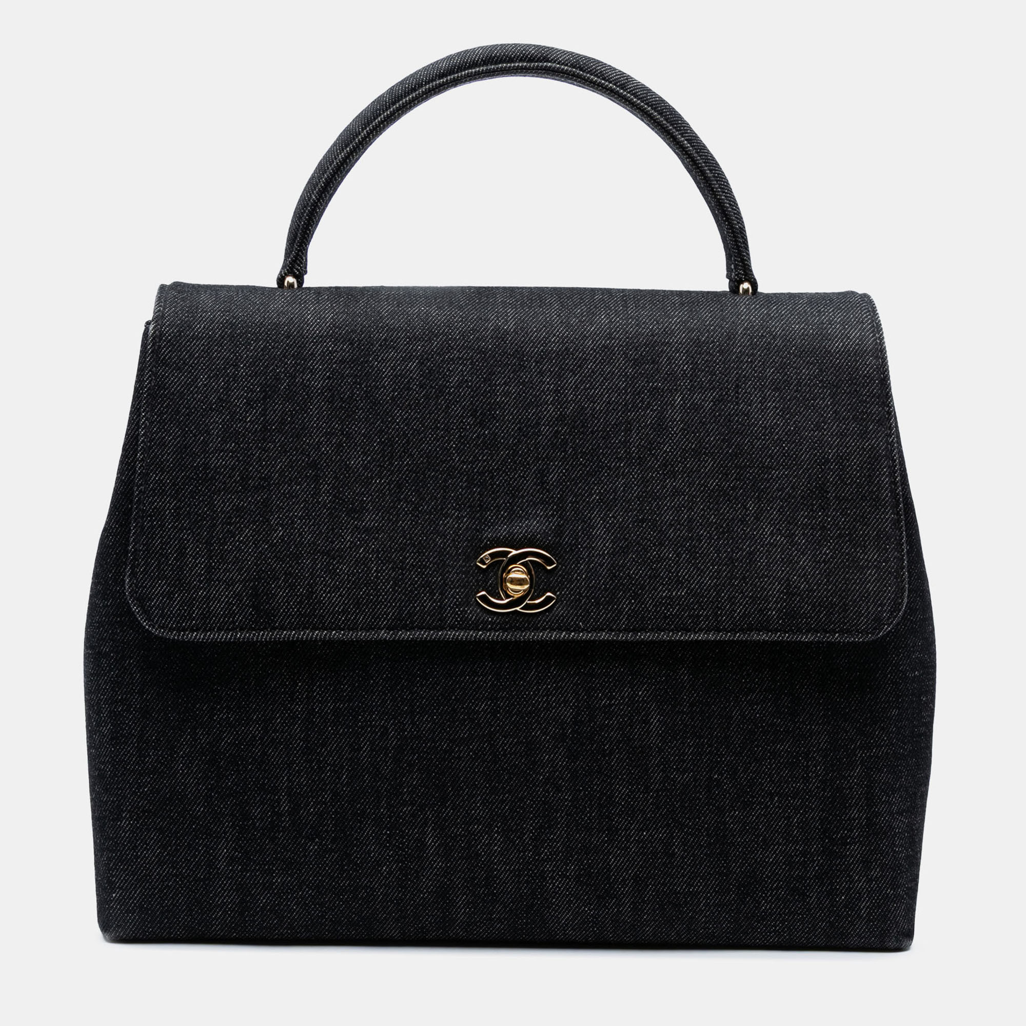 

Chanel Black CC Denim Kelly Top Handle Bag