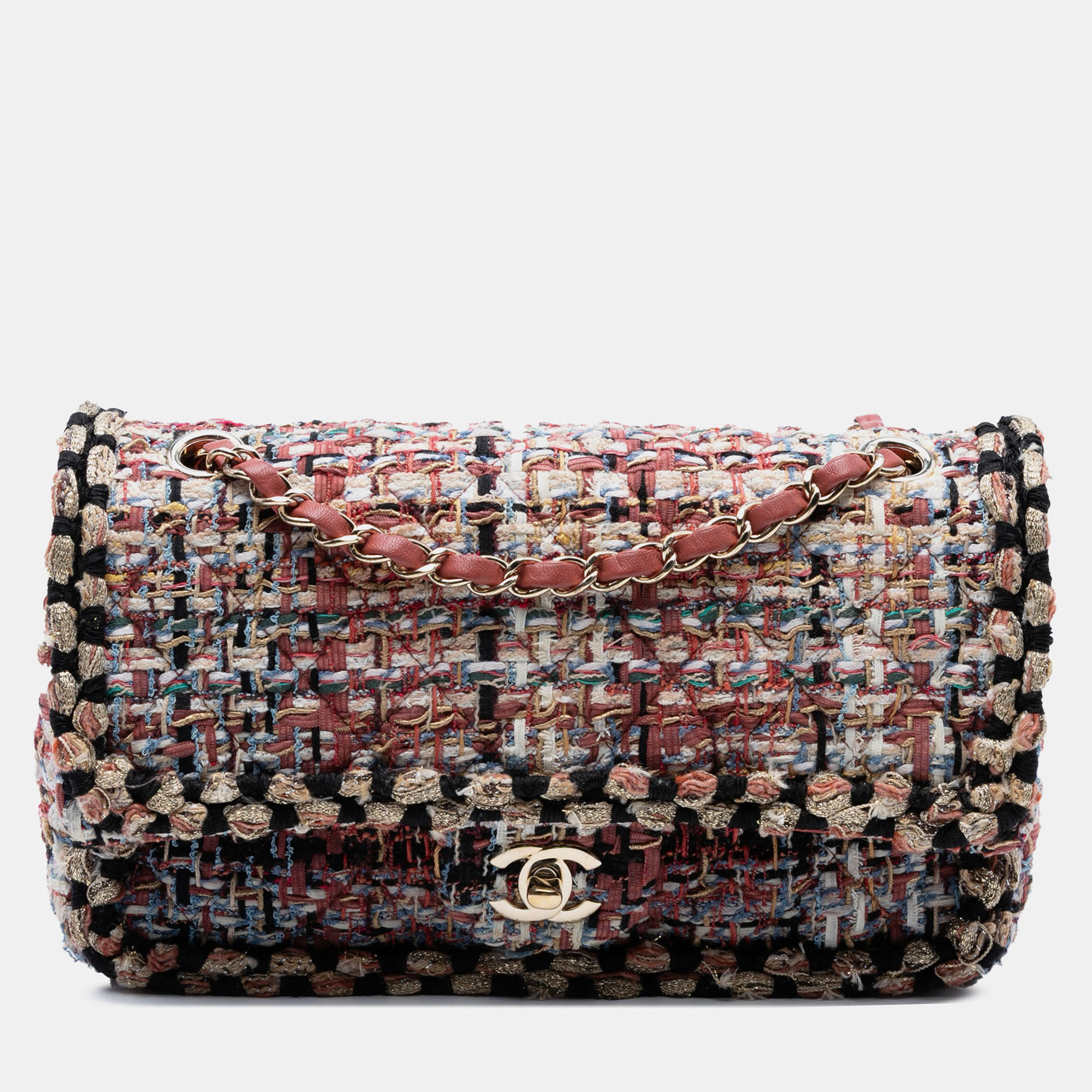 

Chanel Brown Medium Classic Tweed Braided Double Flap