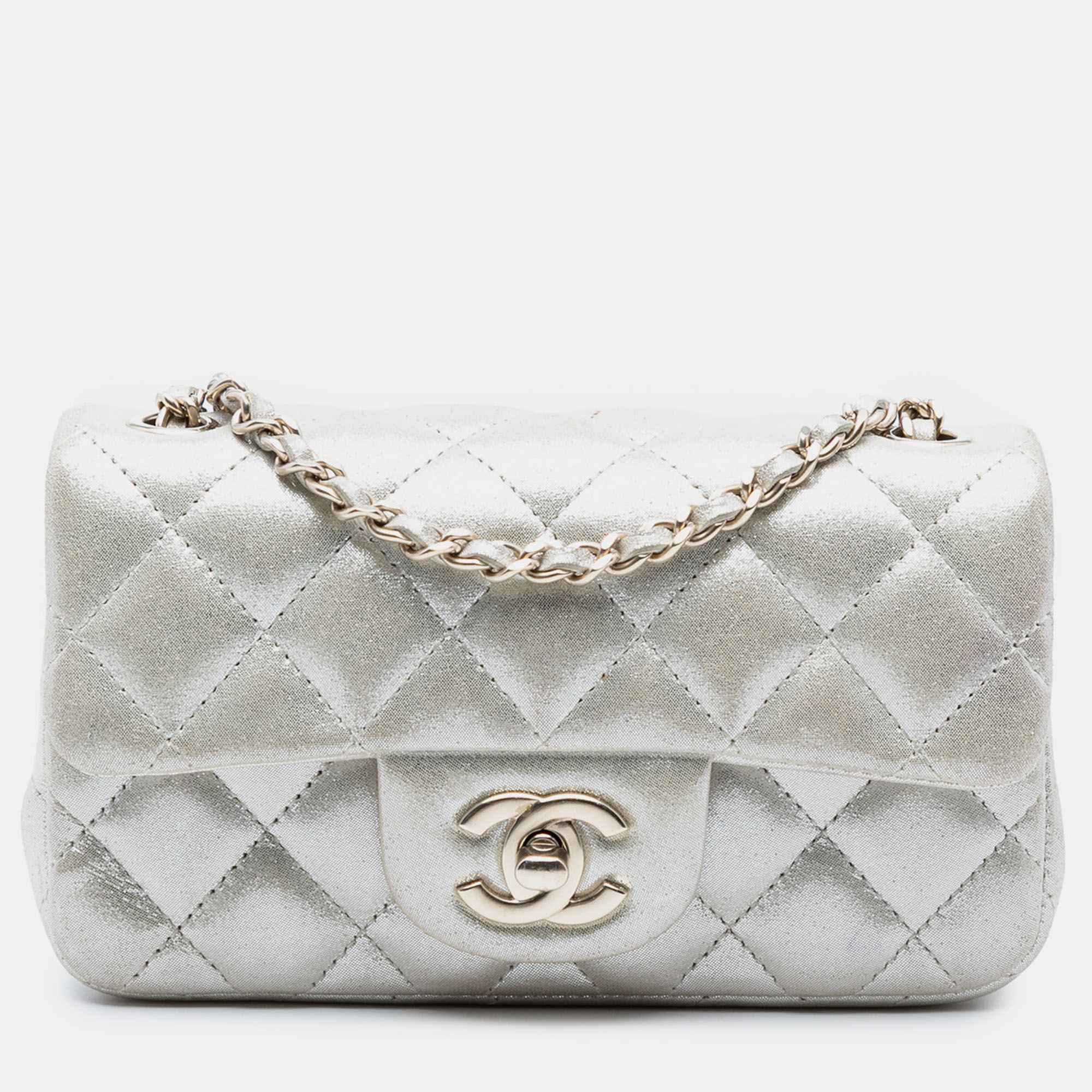 Pre-owned Chanel Gold Extra Mini Rectangular Classic Lambskin Single Flap