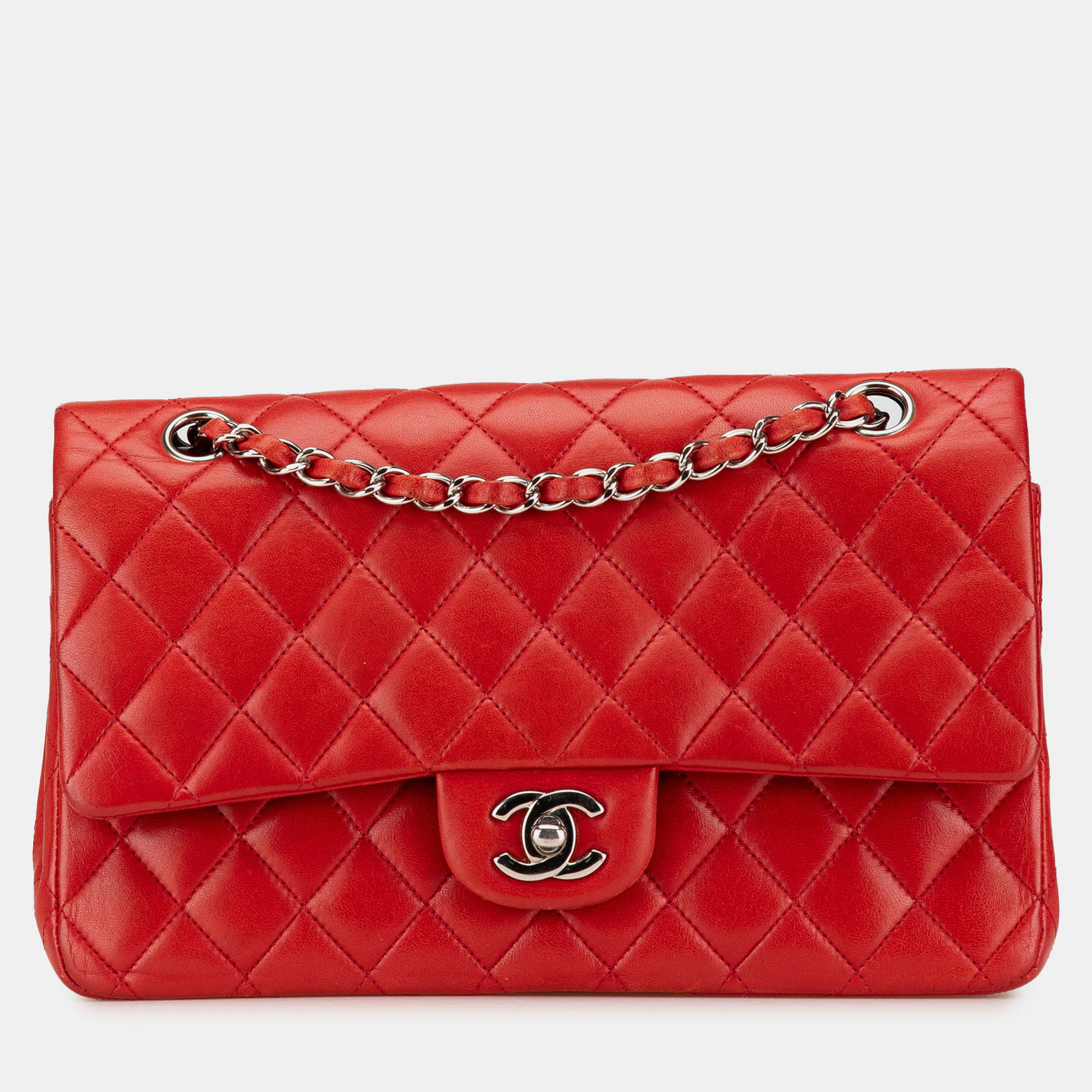 

Chanel Red Medium Classic Lambskin Double Flap