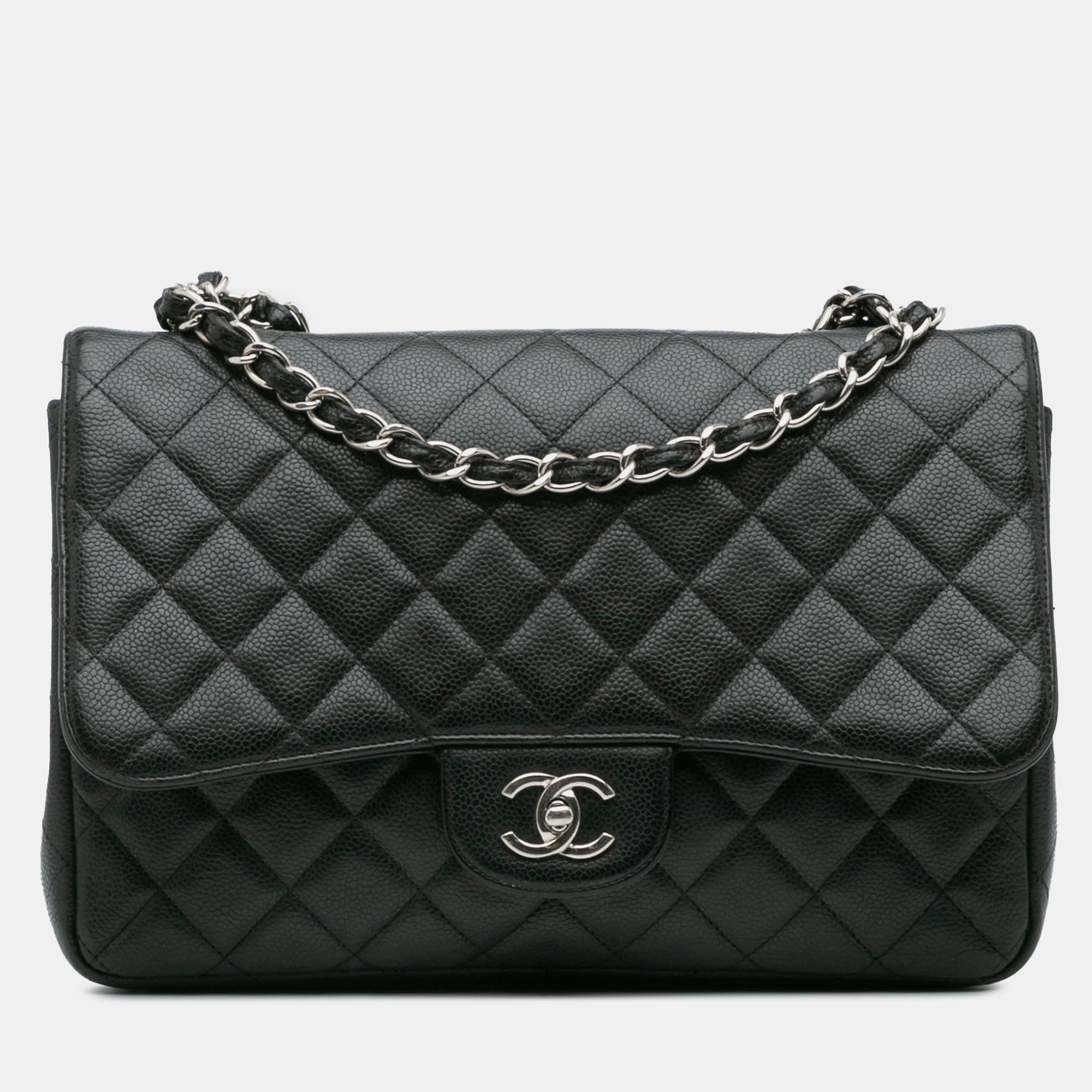 

Chanel Black Jumbo Classic Caviar Single Flap