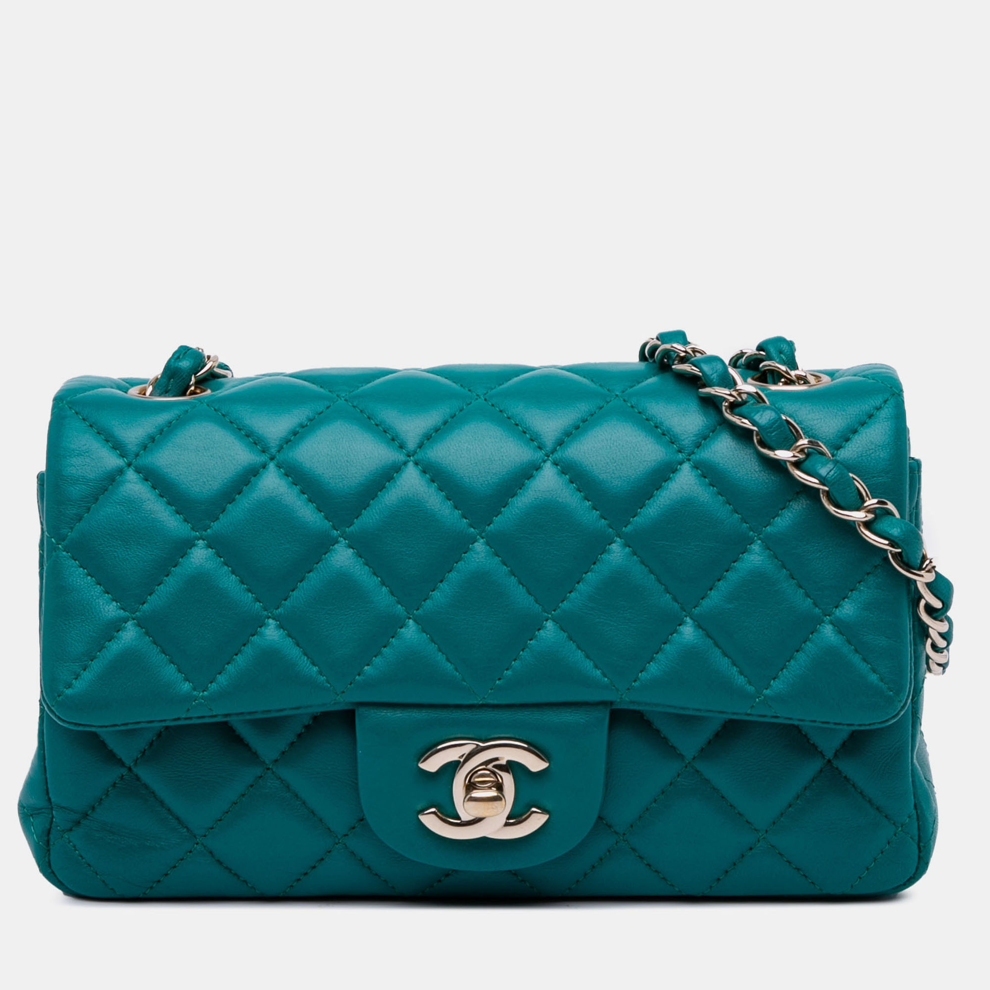 

Chanel Blue Mini Rectangular Classic Lambskin Single Flap