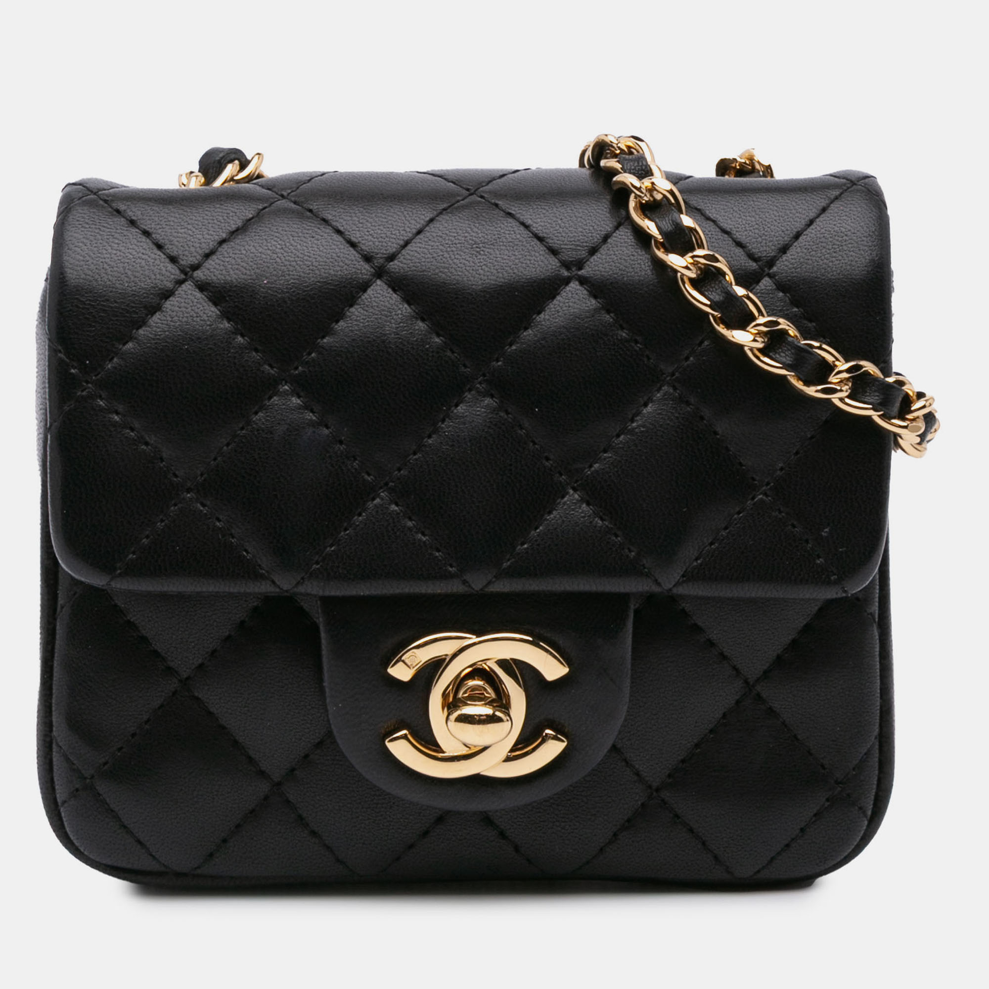 

Chanel Black Micro Quilted Lambskin Single Flap