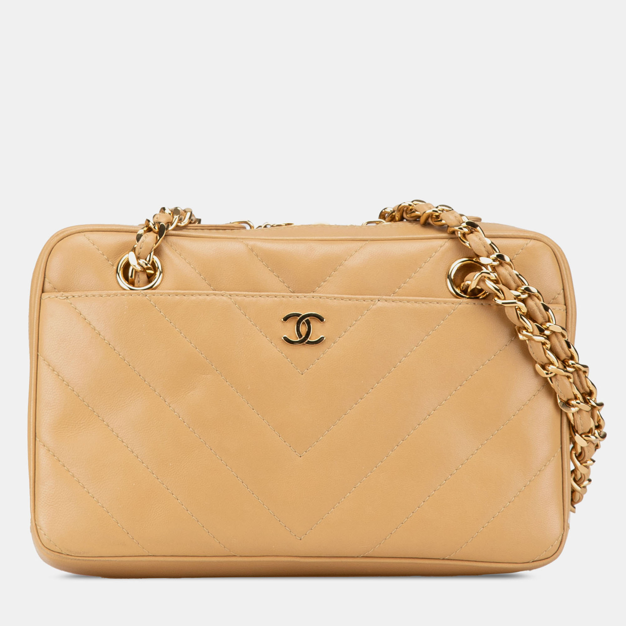 

Chanel Brown CC Chevron Quilted Lambskin Chain Shoulder Bag