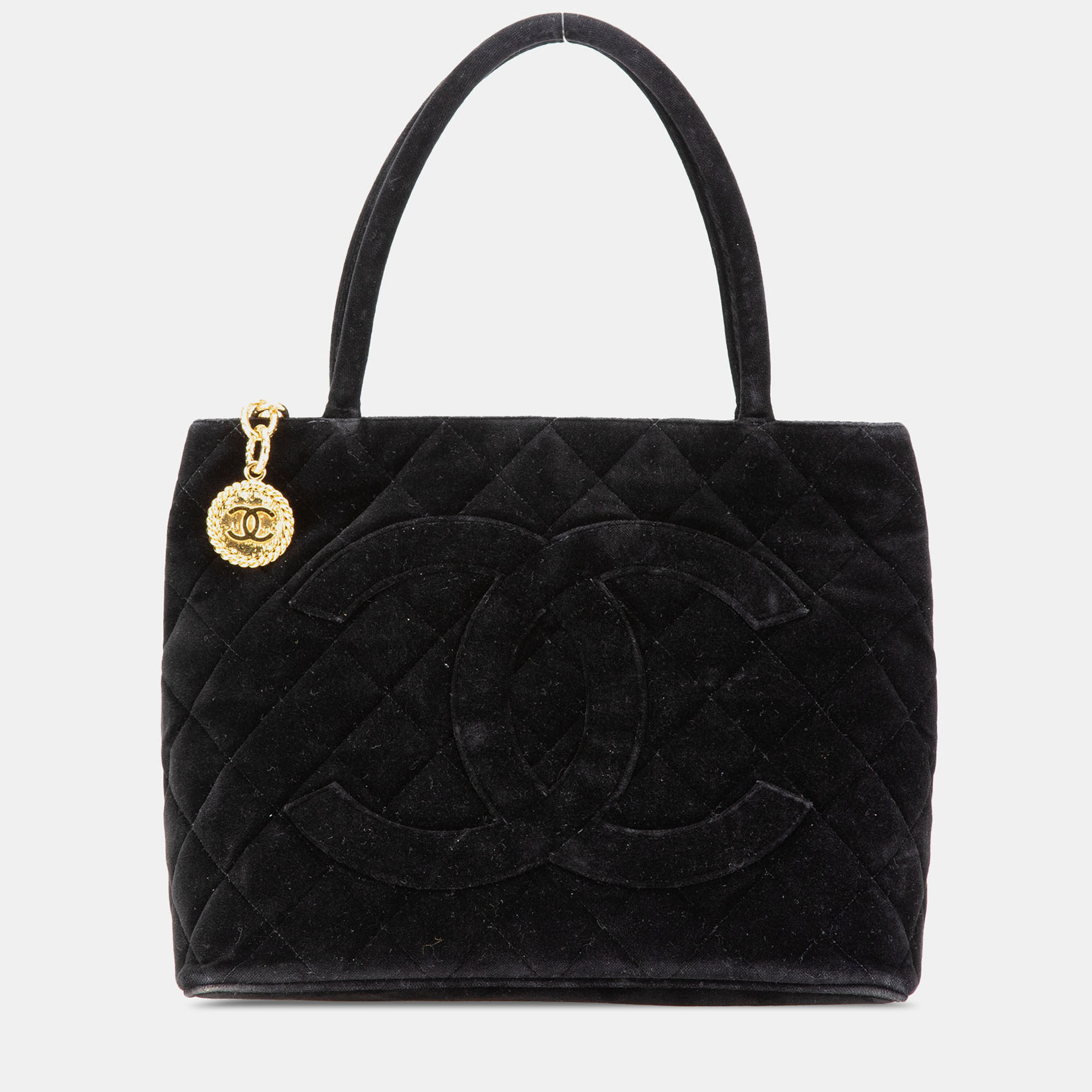 

Chanel Black Velvet Medallion Tote