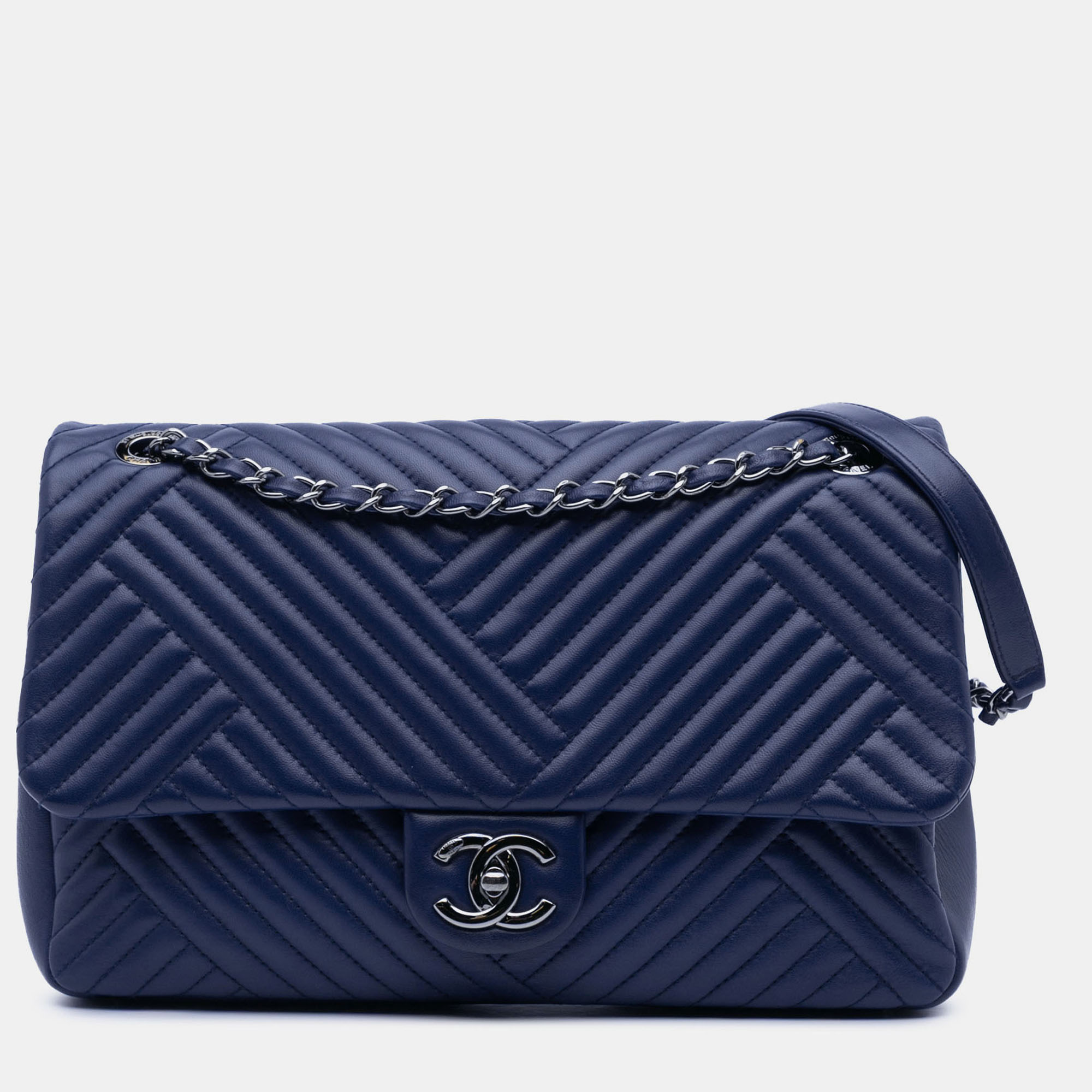 

Chanel Blue Large Lambskin CC Crossing Flap