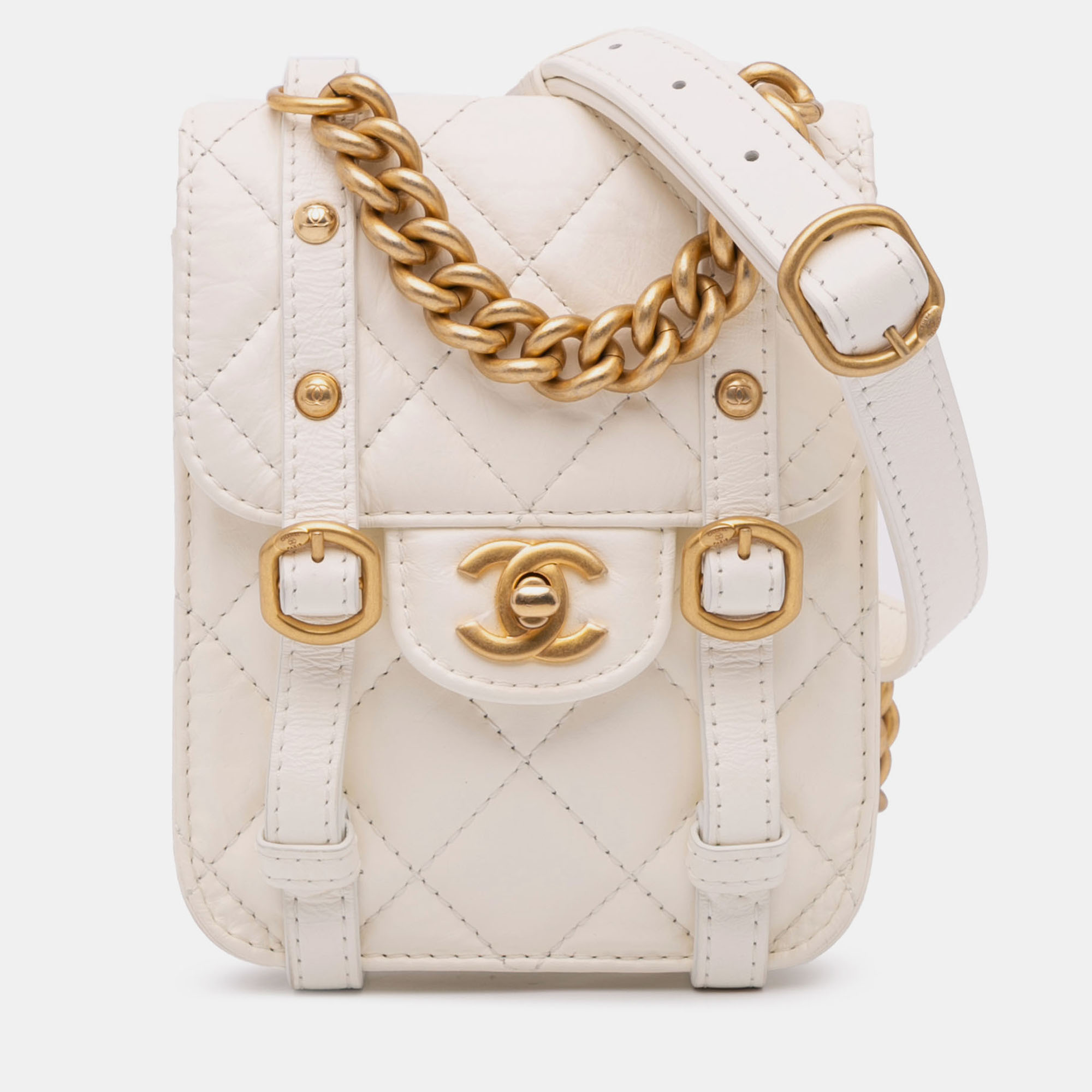 

Chanel White Mini Aged Calfskin City School Flap