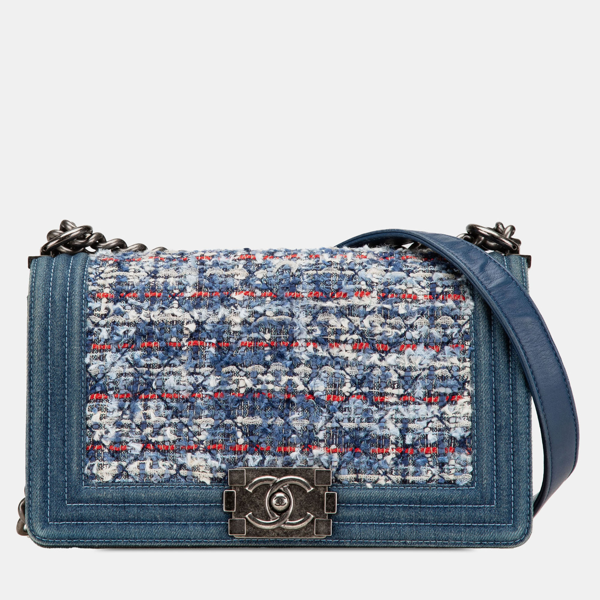 

Chanel Blue Medium Denim and Tweed Boy Bag