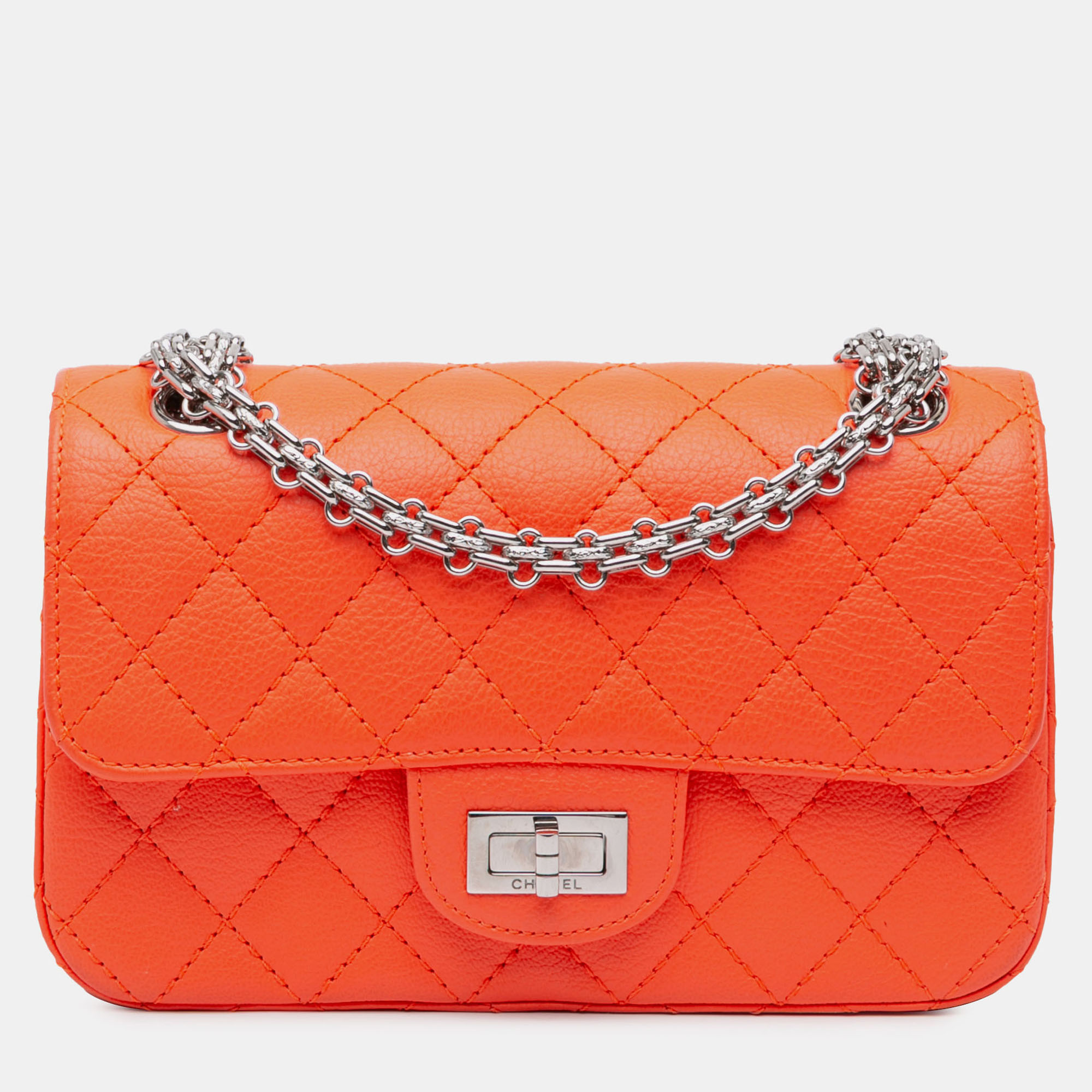 

Chanel Orange Mini Reissue 2.55 Quilted Goatskin Flap