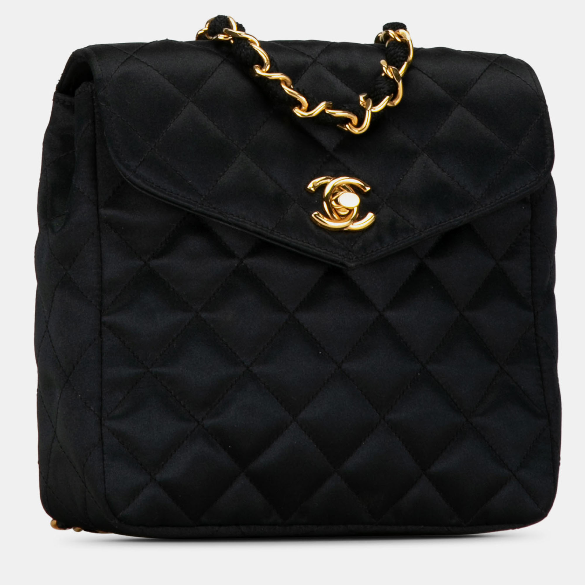 

Chanel Black CC Quilted Satin Crossbody