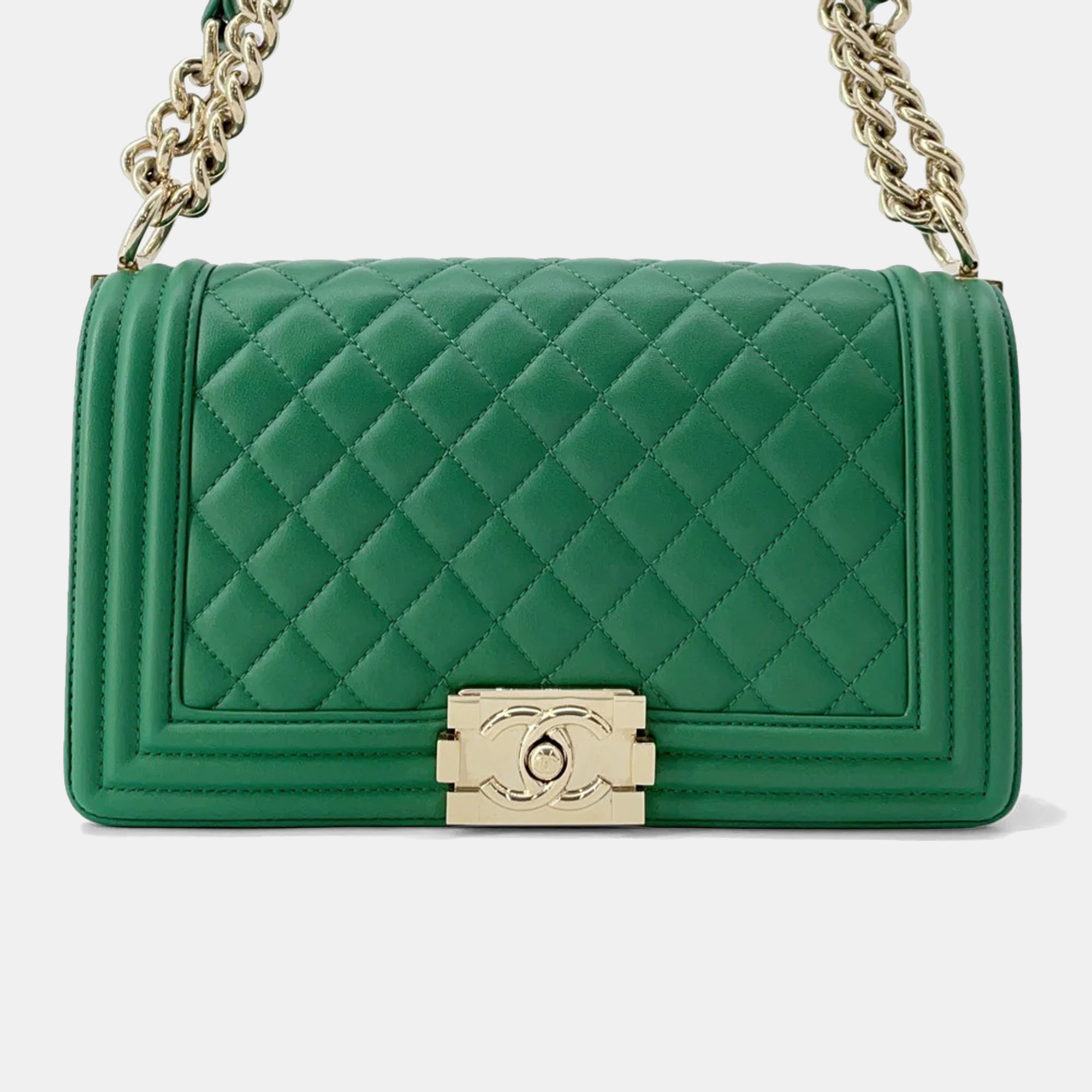 

Chanel Boy Chanel Green Lambskin Size