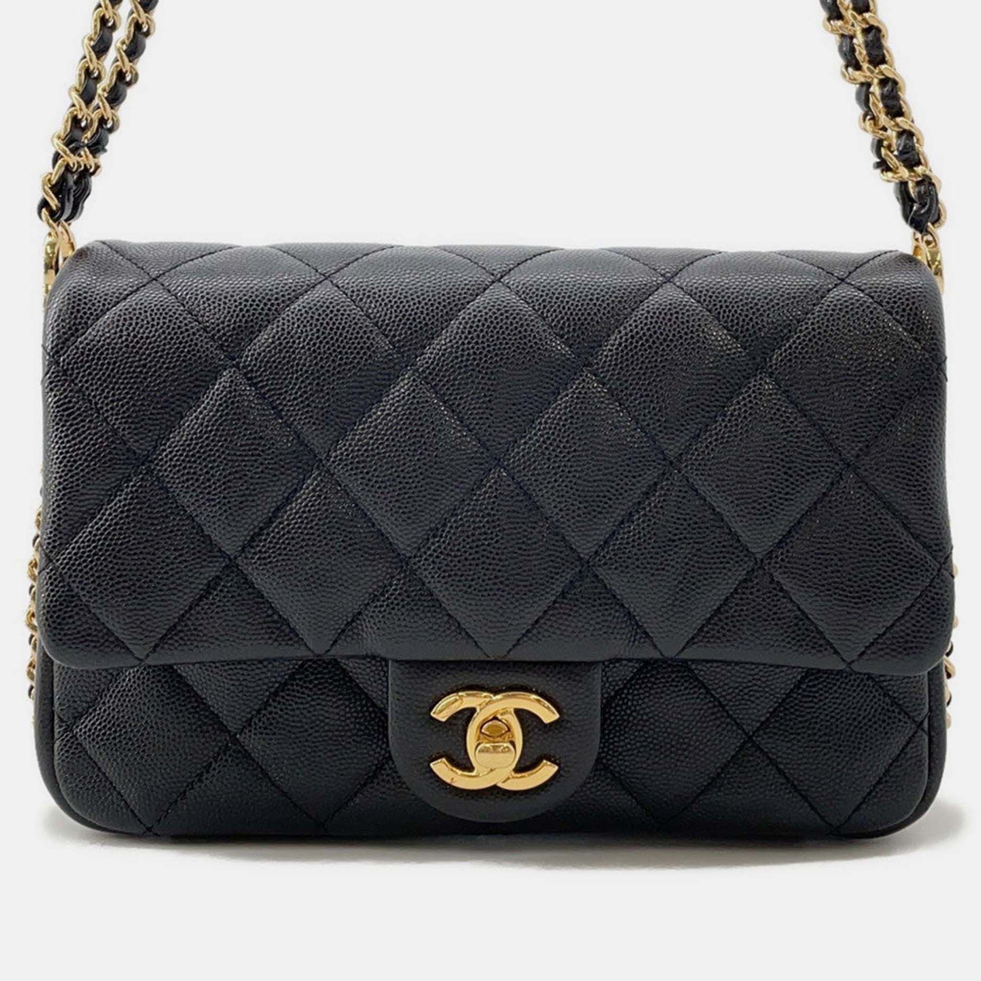 

Chanel Mini Matelasse Black Caviar Leather Chain shoulder Bag