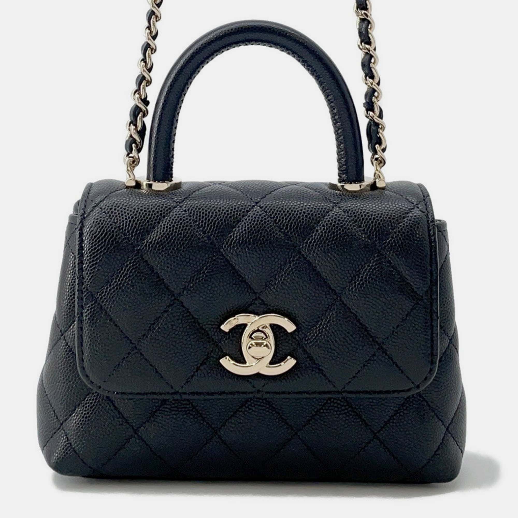 

Chanel Matelasse Coco Black Caviar Leather Mini Handle