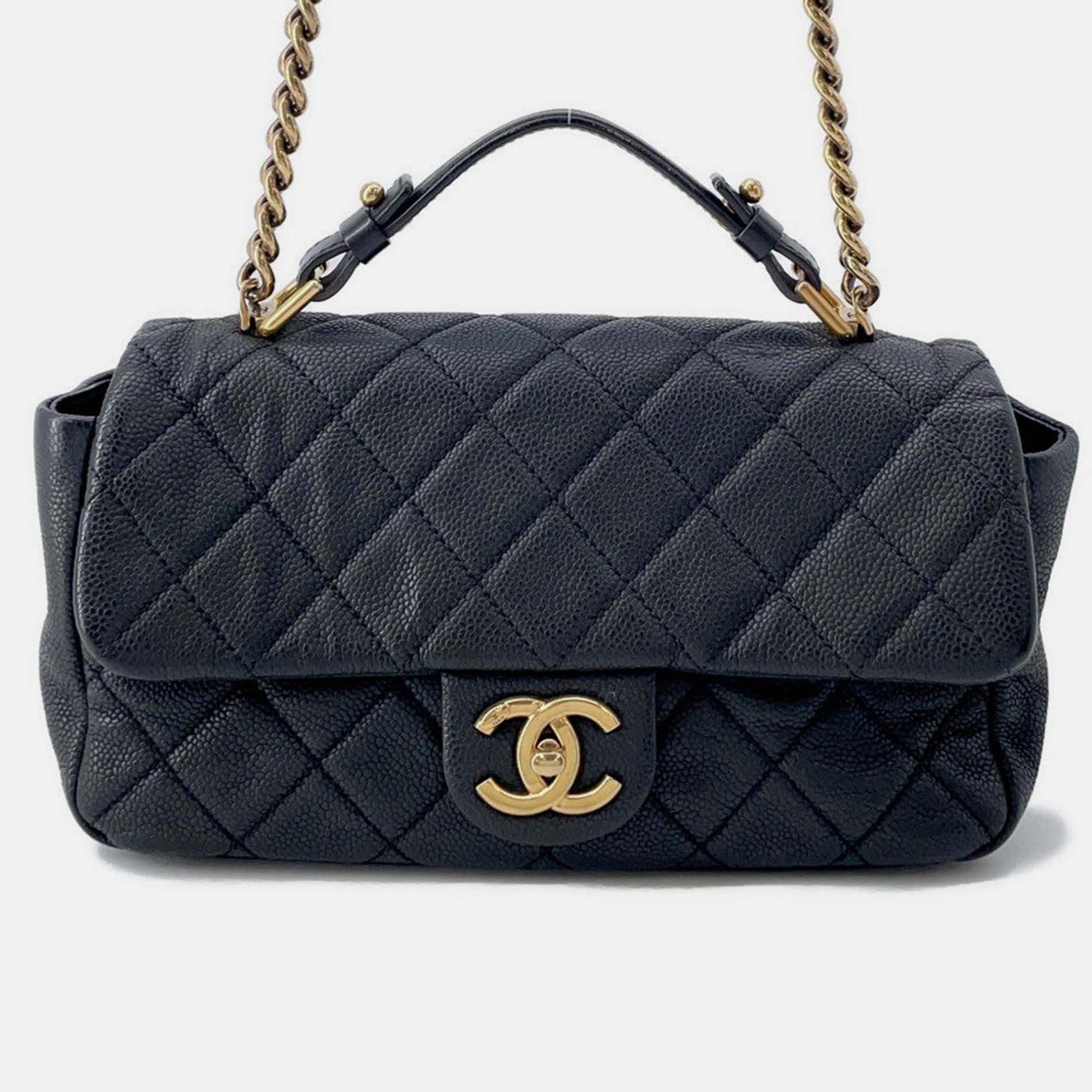 

Chanel Top Handle Chain Shoulder Black Caviar Leather