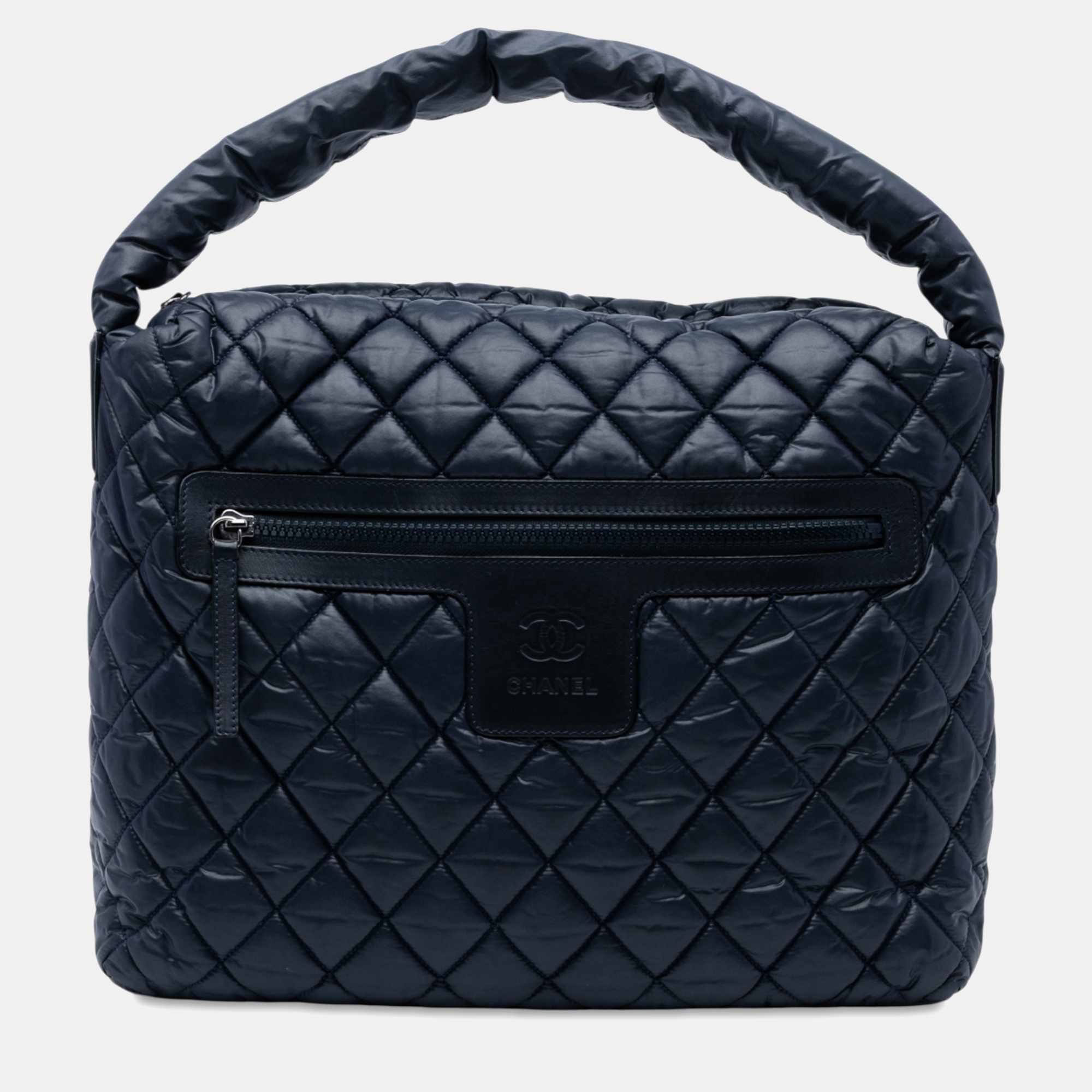 

Chanel Navy Blue Quilted Nylon Coco Cocoon Hobo