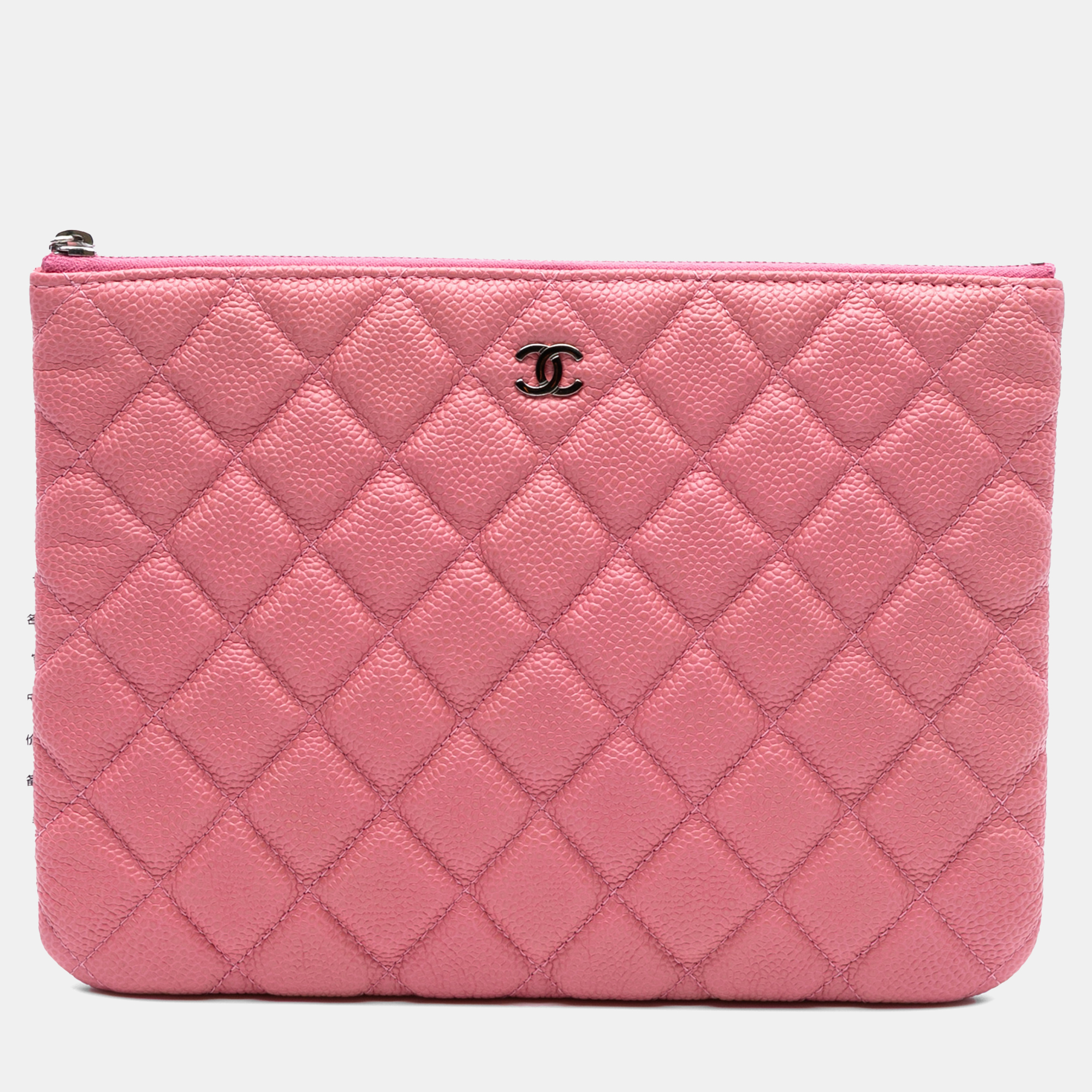 

Chanel Pink Small Quilted Caviar O Case Clutch