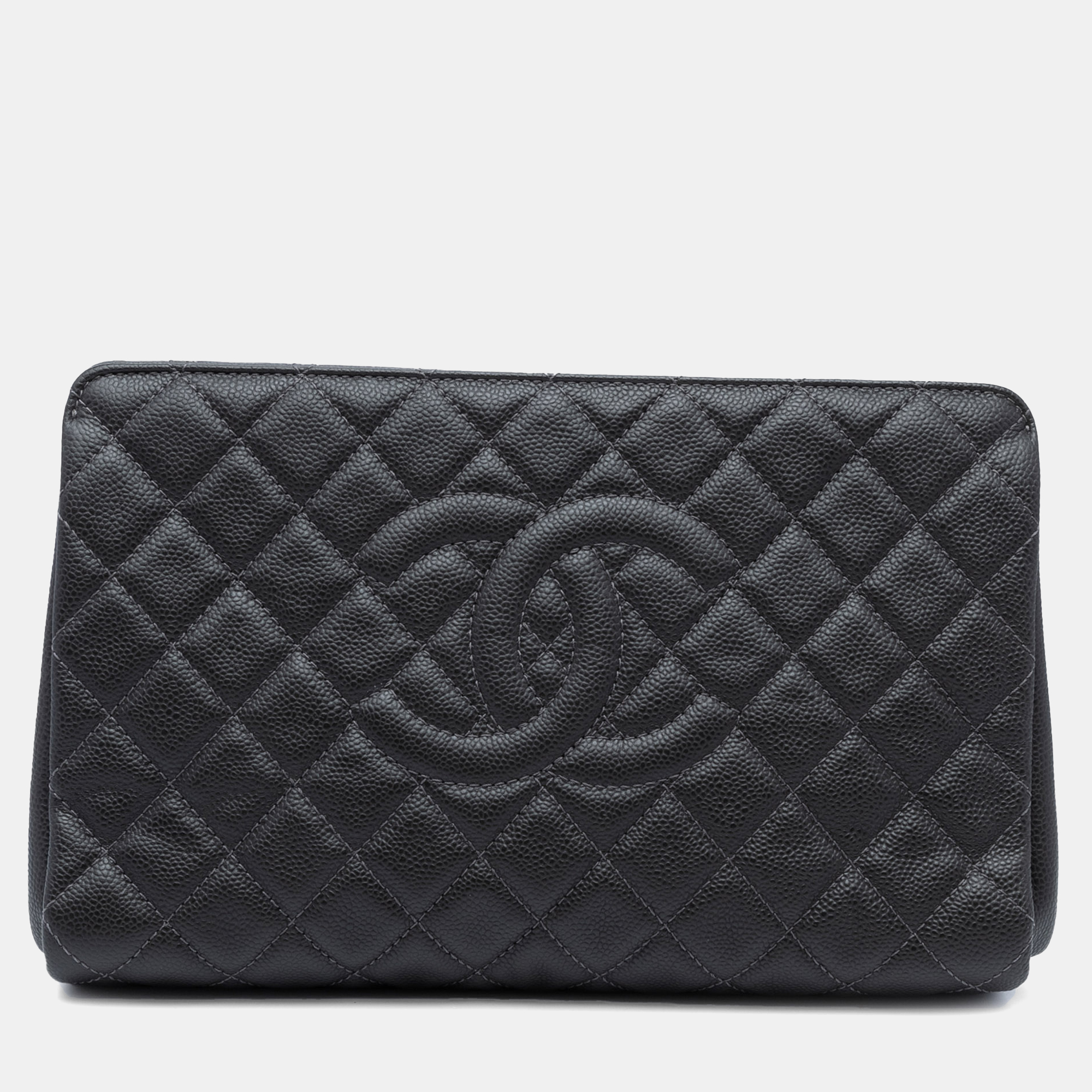 

Chanel Black Large CC Quilted Caviar CC Clutch