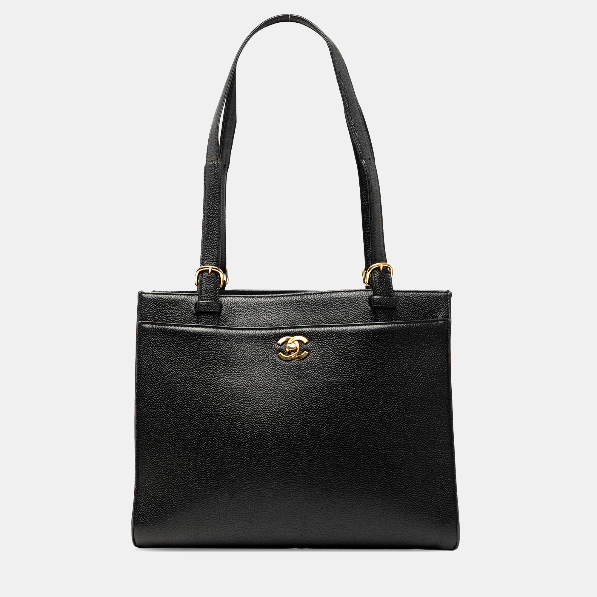 

Chanel Black CC Caviar Turn Lock Tote
