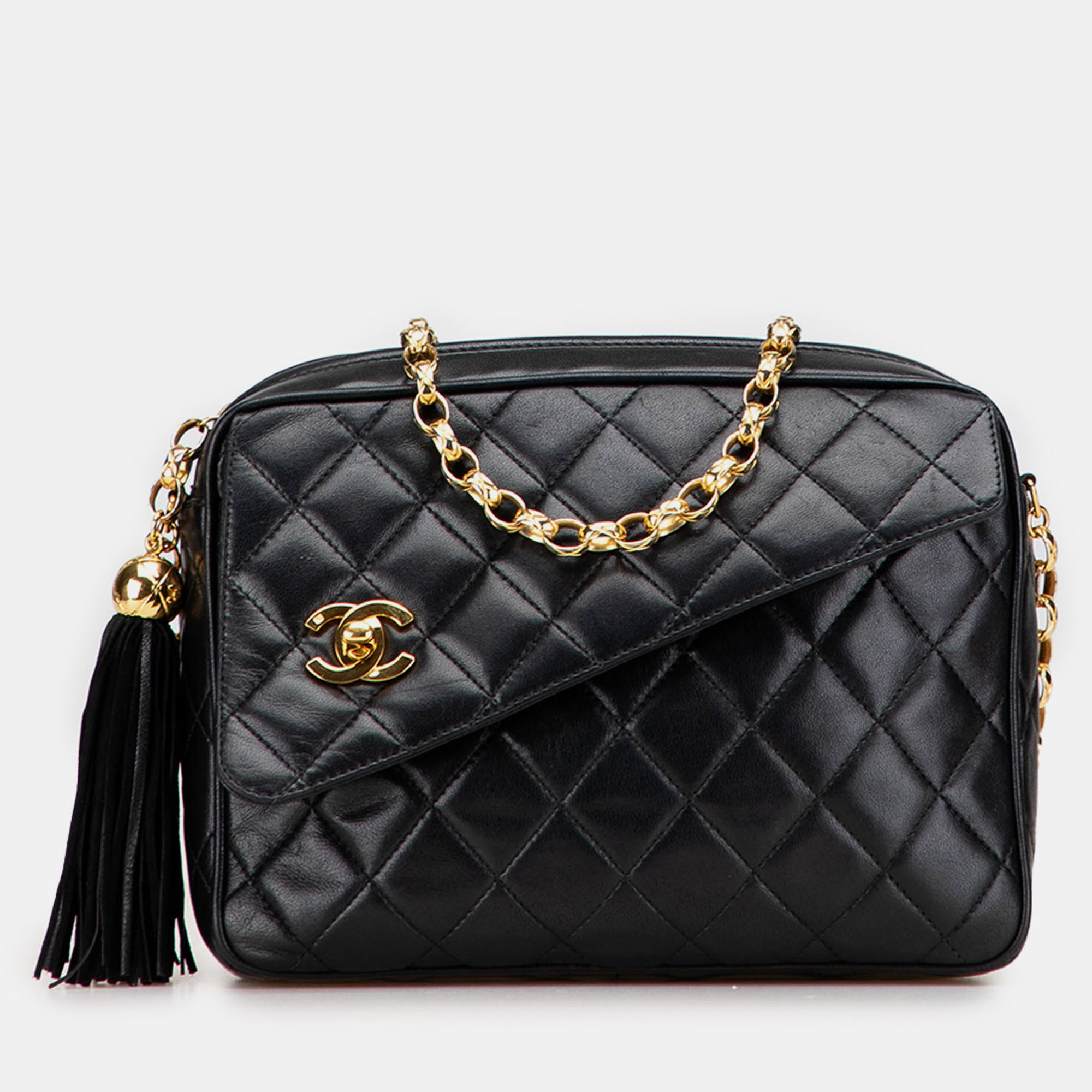 

Chanel Black CC Quilted Lambskin Tassel Camera Bag