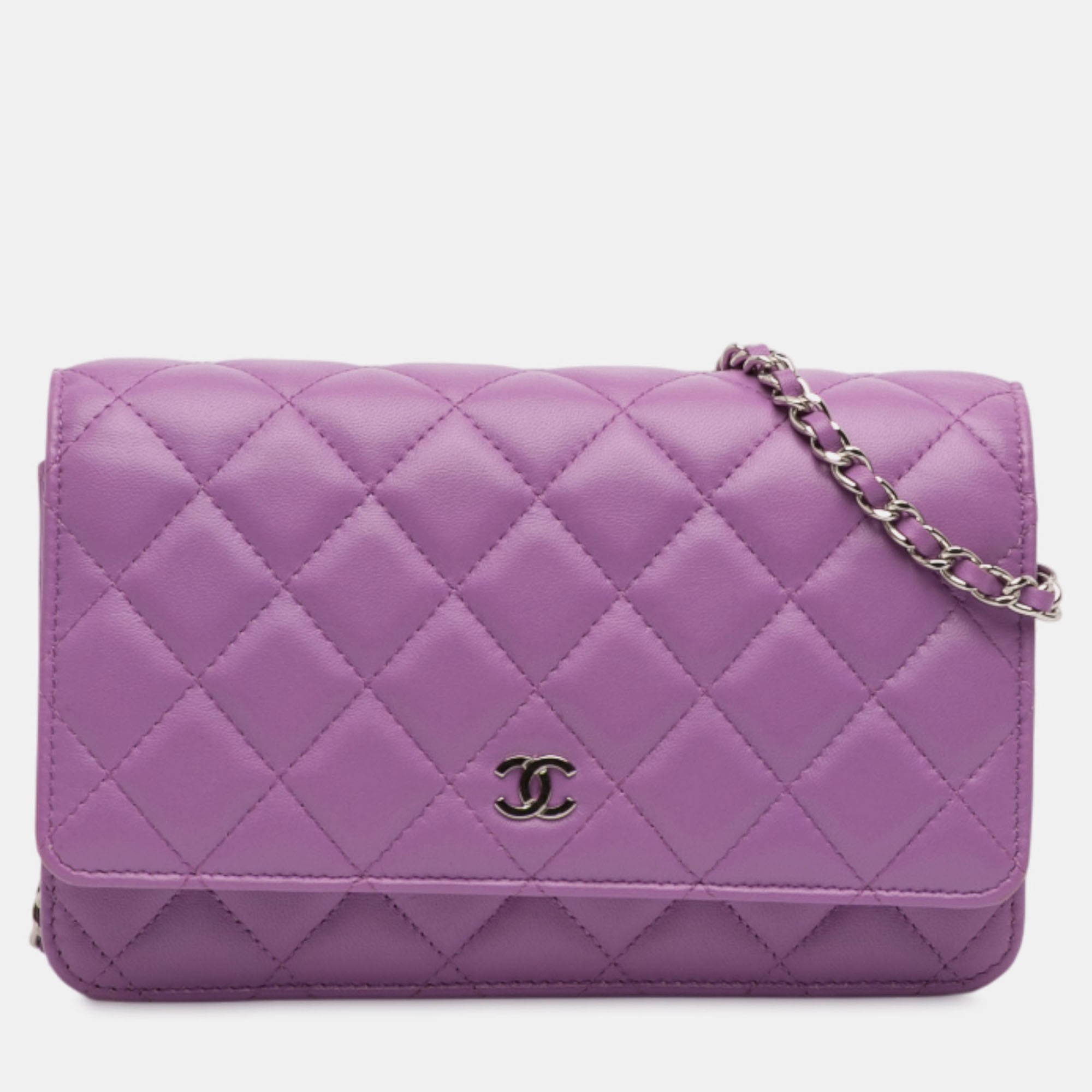 

Chanel Purple CC Quilted Lambskin Wallet on Chain