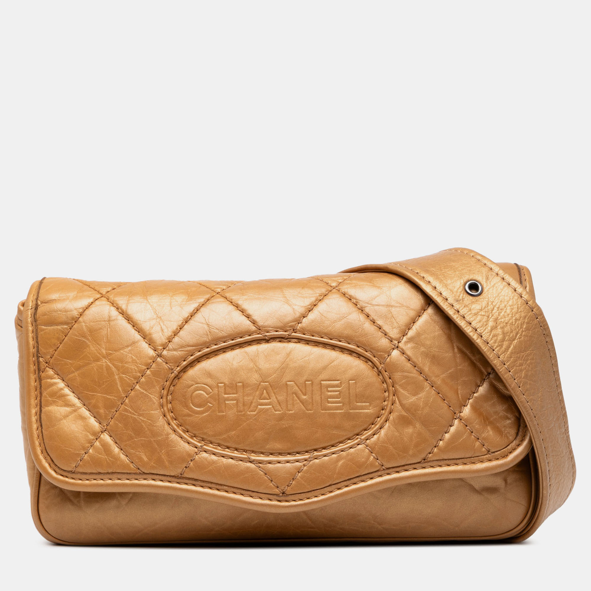

Chanel Brown Quilted Aged Calfskin Vintage Ligne Messenger Flap