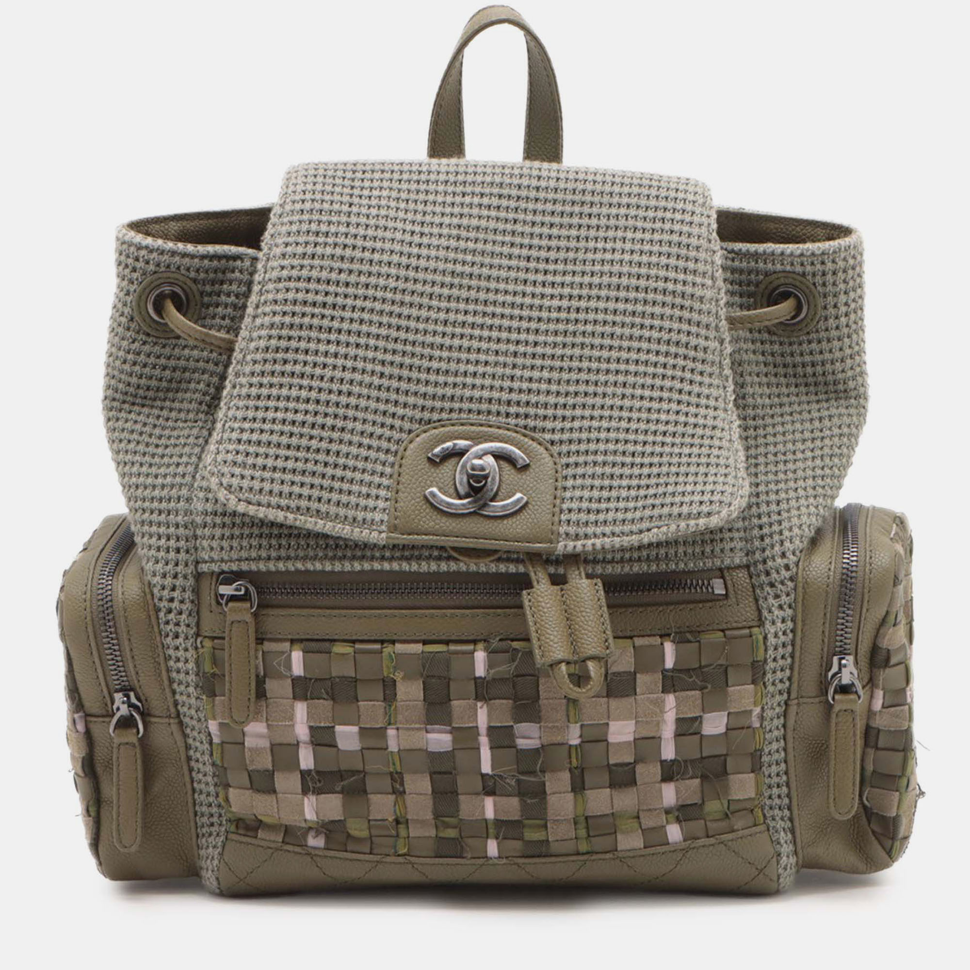 Pre-owned Chanel Brown Paris Cuba Tweed Canvas Pocket Backpack