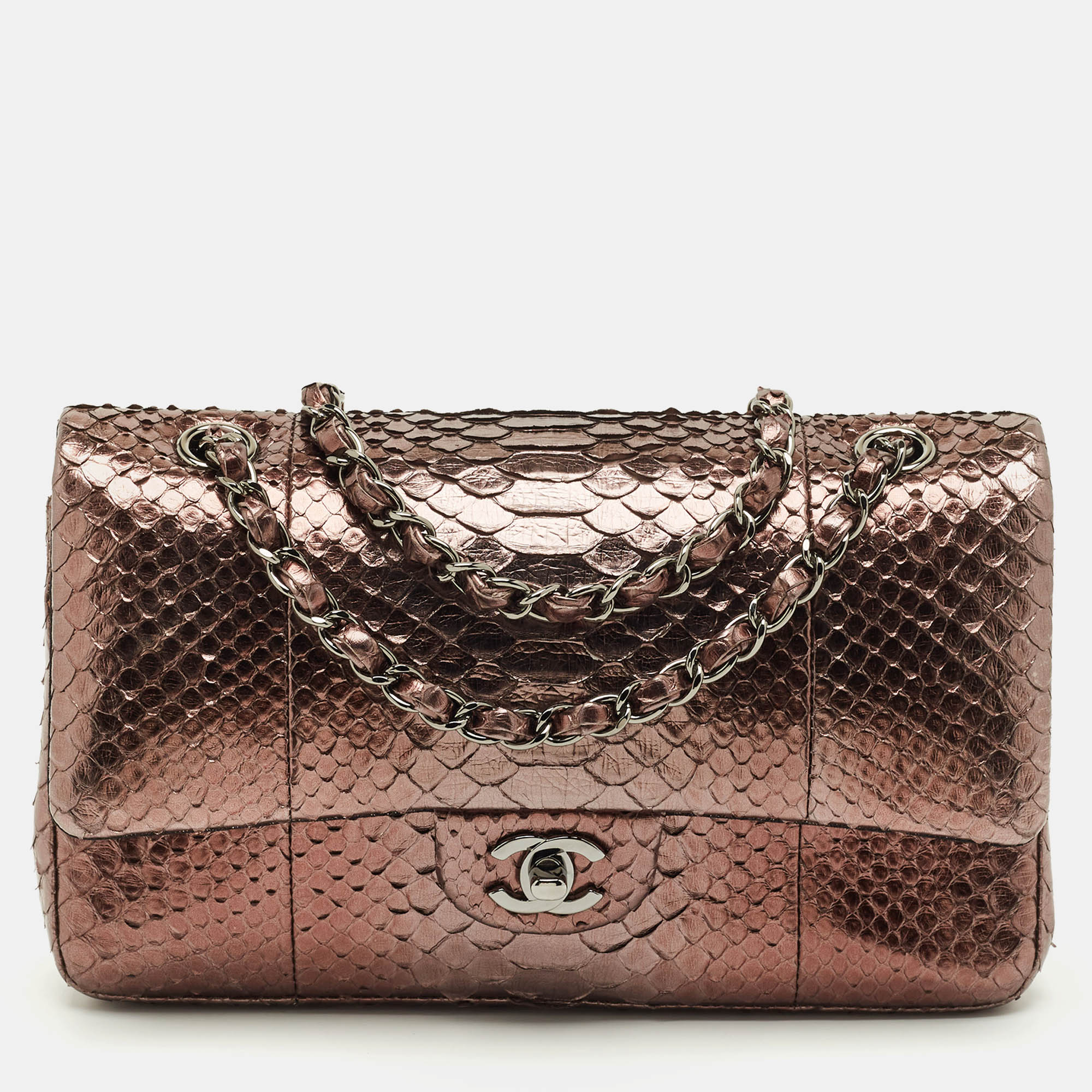 

Chanel Metallic Python Medium Classic Double Flap Bag