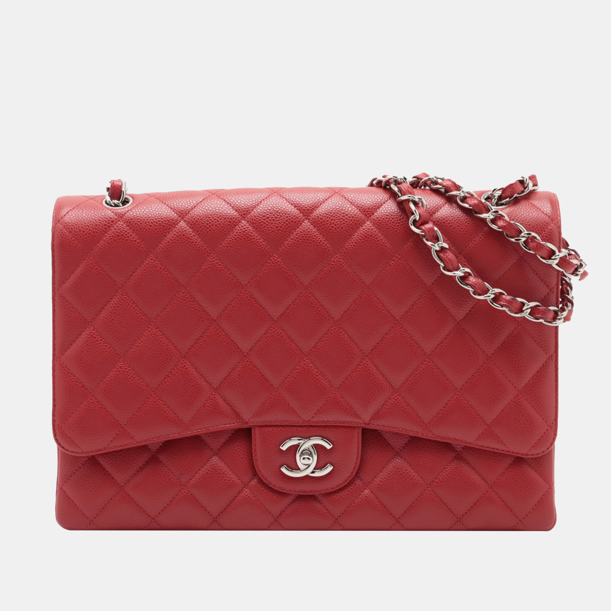 

Chanel Red Maxi Classic Caviar Single Flap