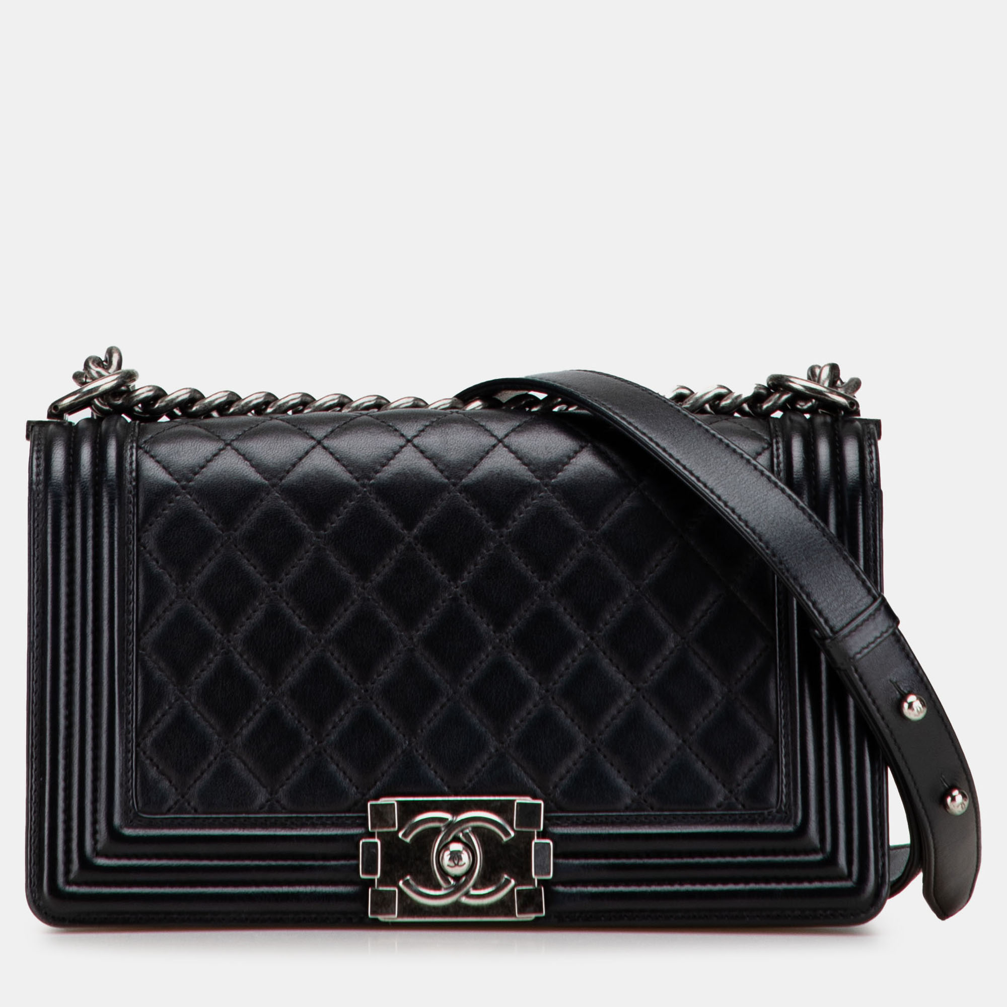 

Chanel Black Old Medium Quilted Lambskin Boy Flap