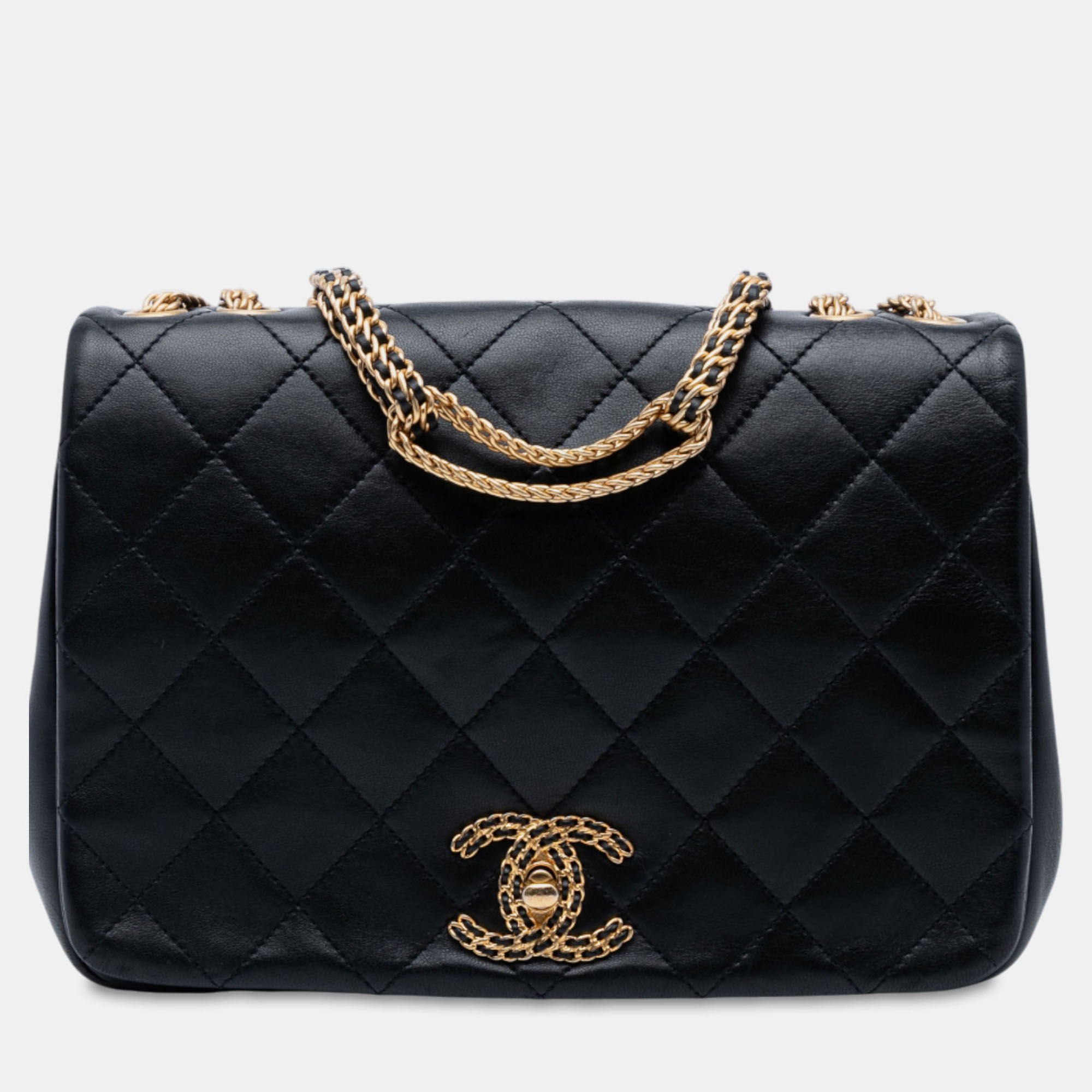 

Chanel Black Quilted Lambskin On And On Chain Flap