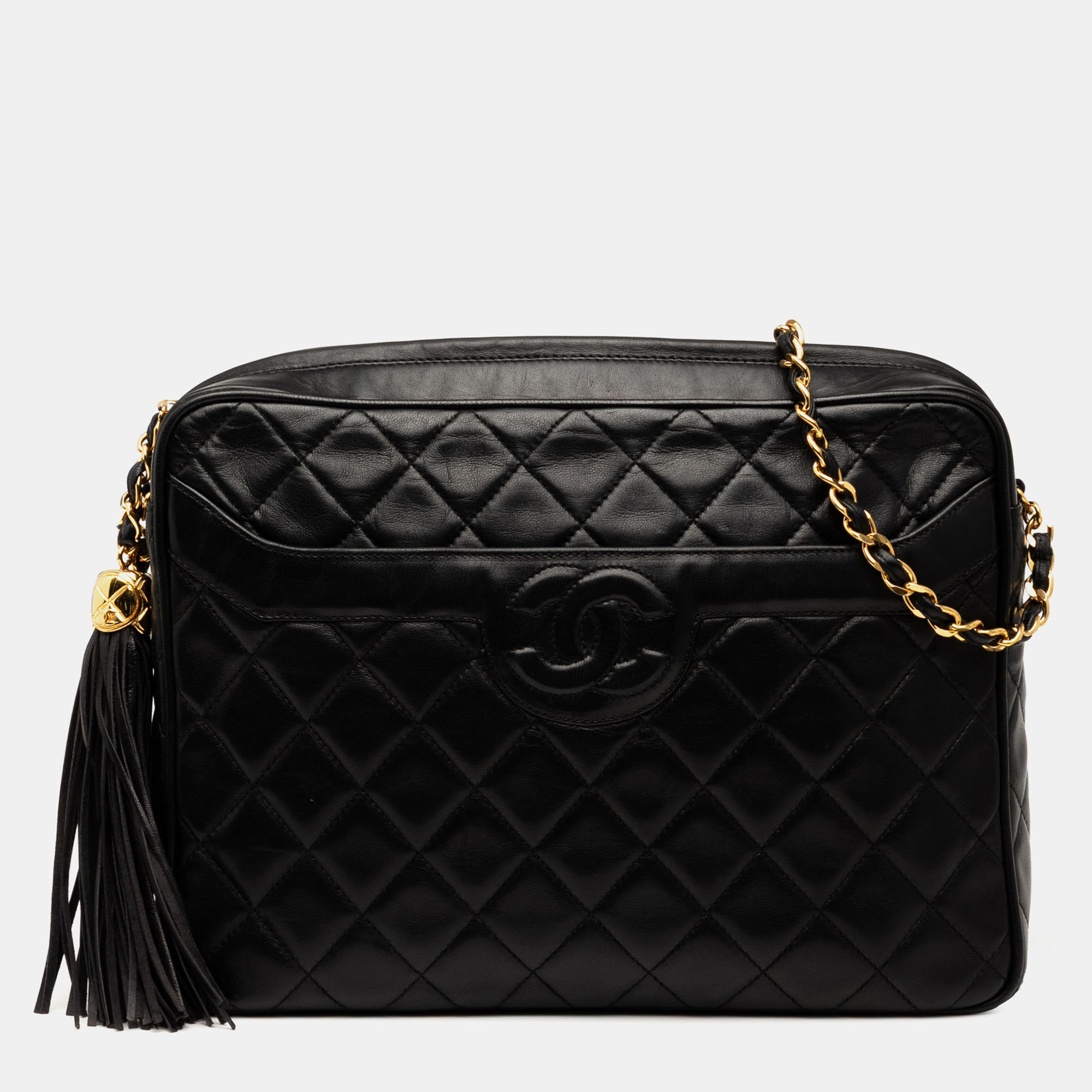 

Chanel Black Medium CC Quilted Lambskin Tassel Camera Bag