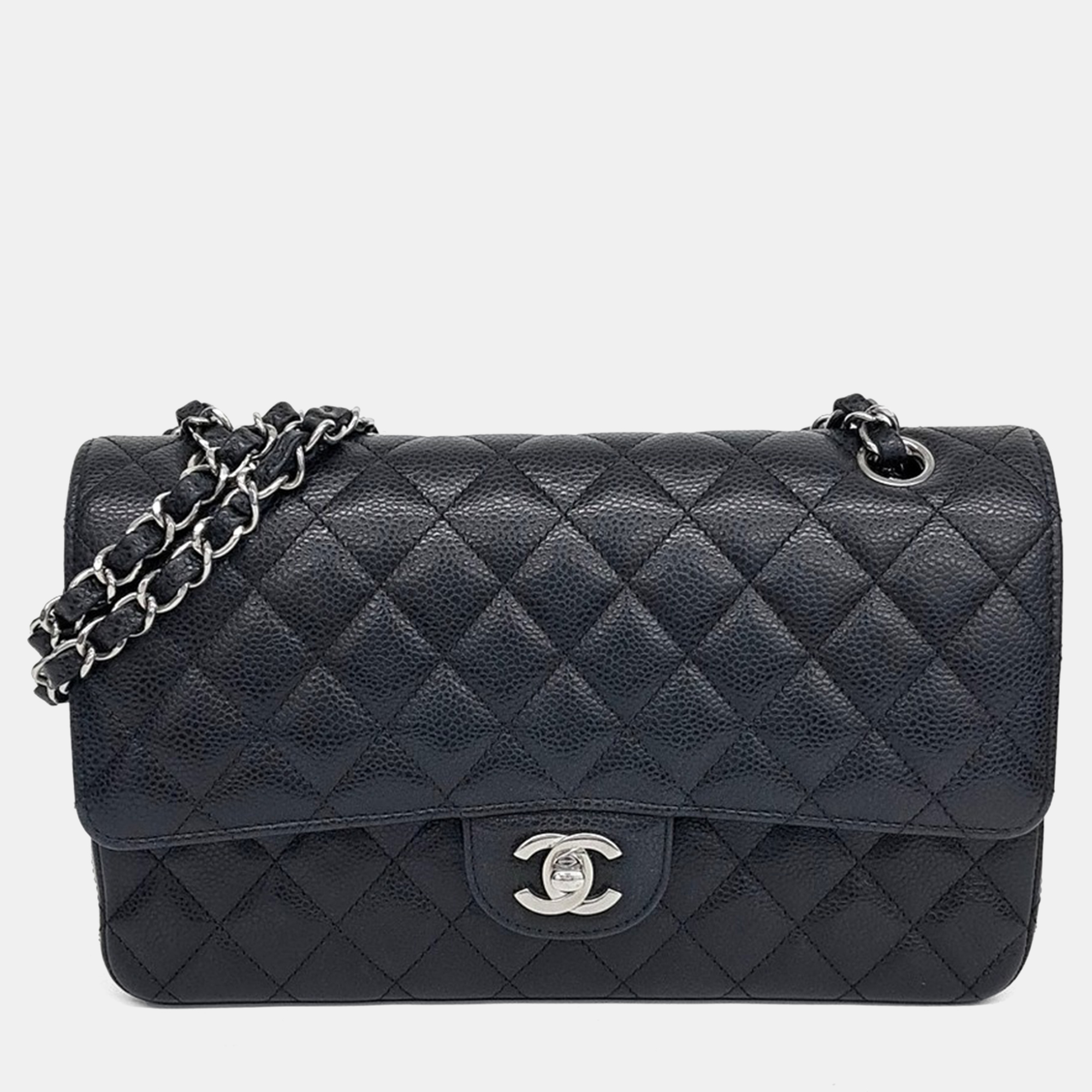 

Chanel Black Leather Caviar Classic Medium