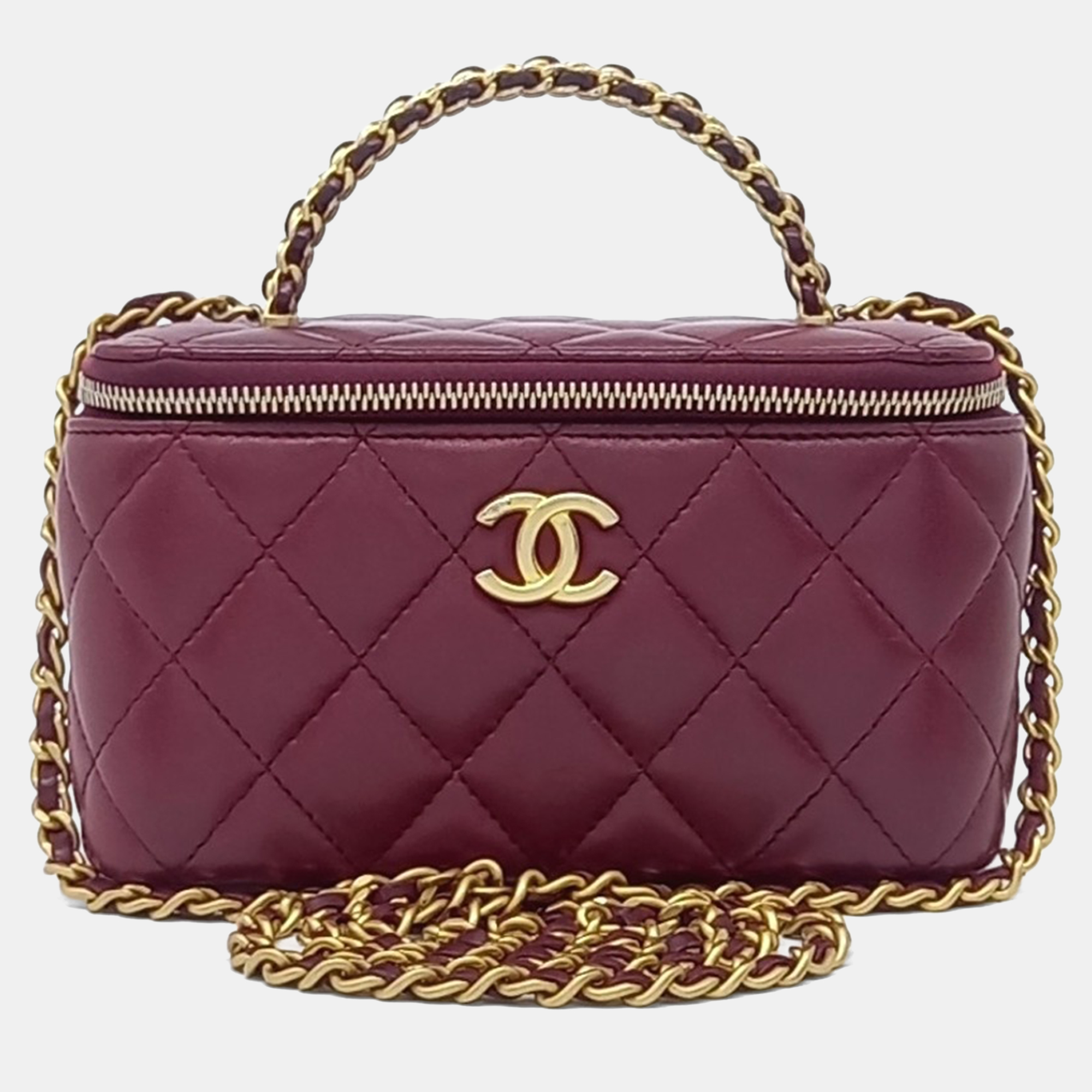 

Chanel Burgundy Leather Top Handle Vanity Crossbody Bag