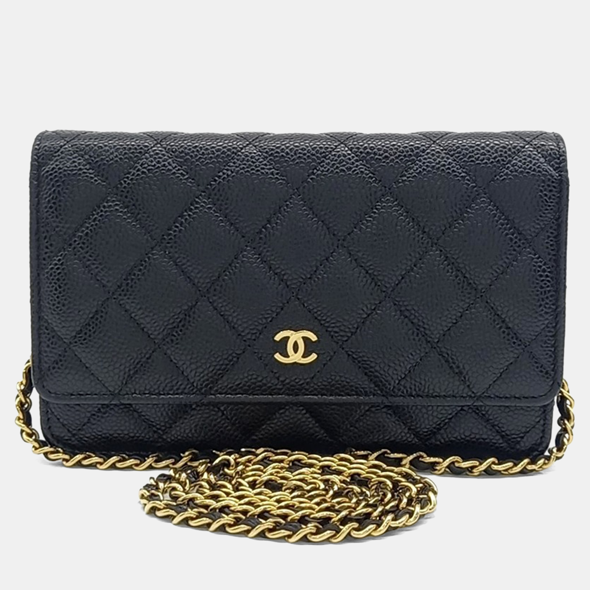 

Chanel Black Leather Caviar WOC Mini Crossbody Bag