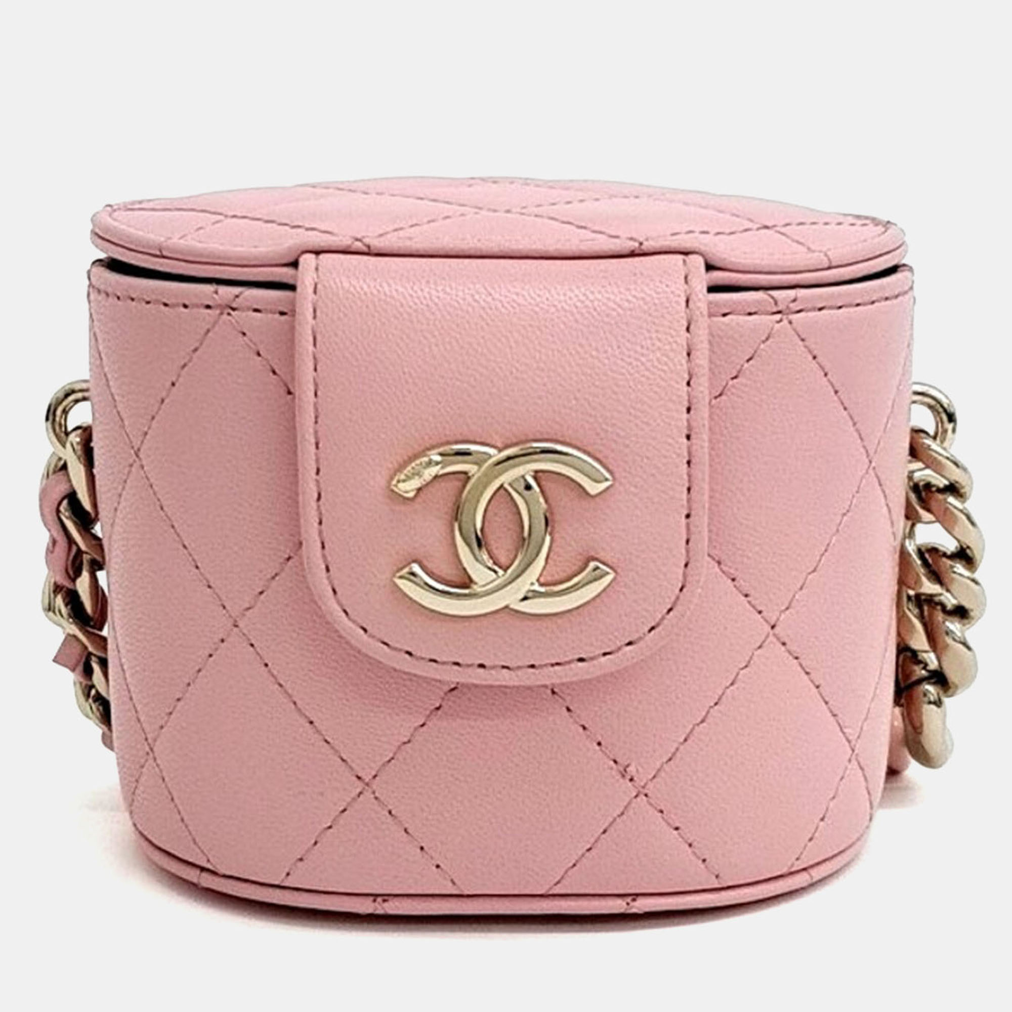 Pre-owned Chanel Pink Leather Vanity Cosmetic Mini Crossbody Bag