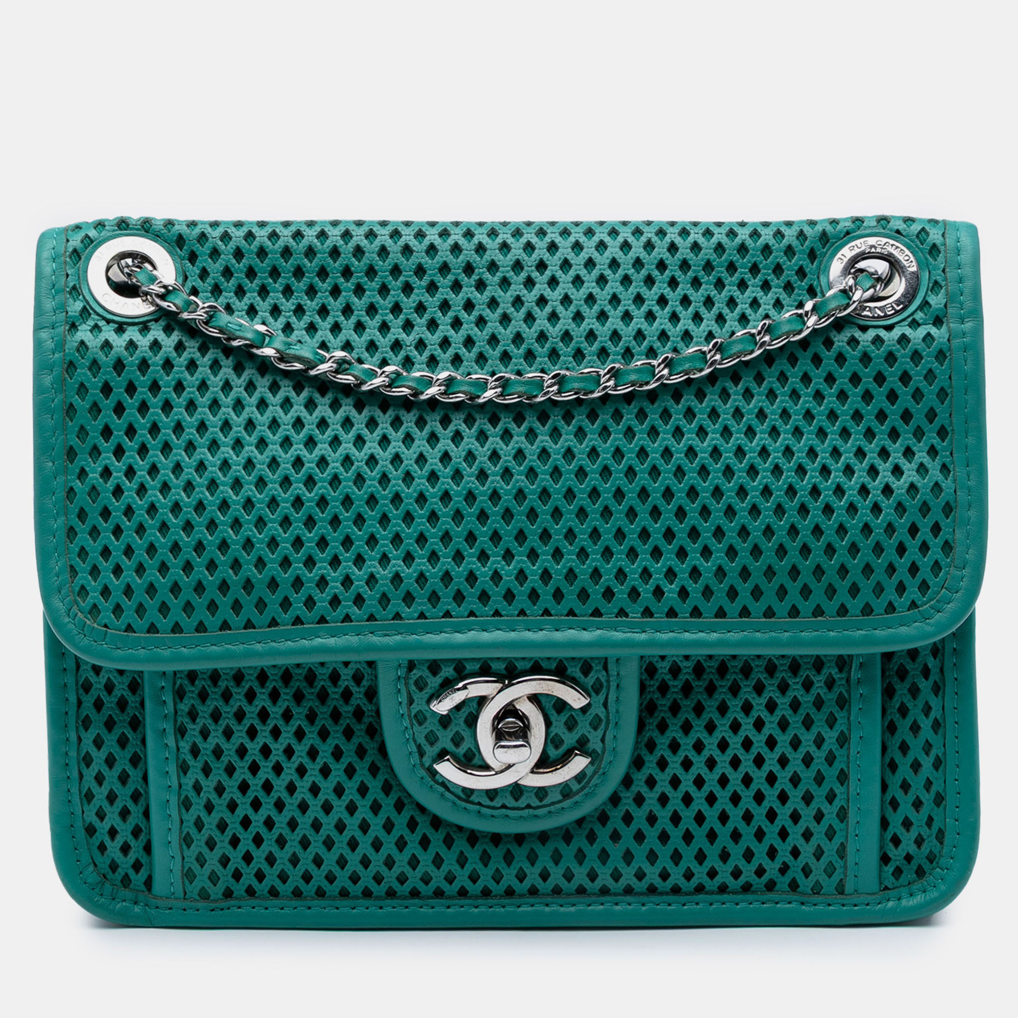 

Chanel Green Small Perforated Calfskin Up In The Air Flap
