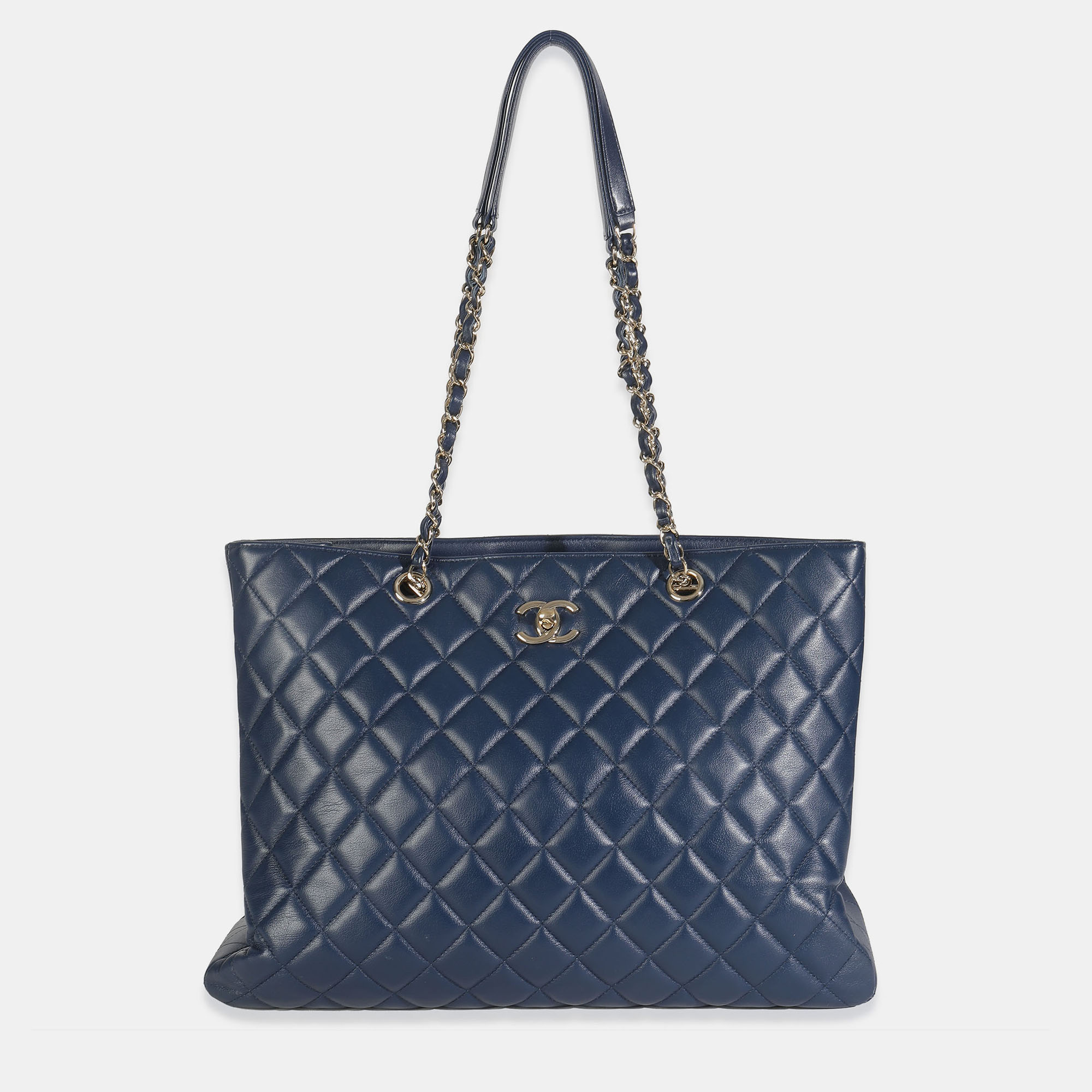 

Chanel Blue Quilted Calfskin Large CC Shopping Tote Bag