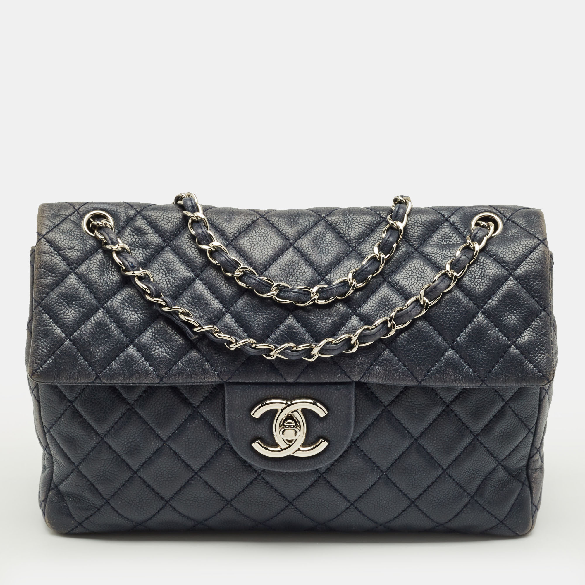 

Chanel Navy Blue Quilted Leather Maxi CC Crave Flap Bag