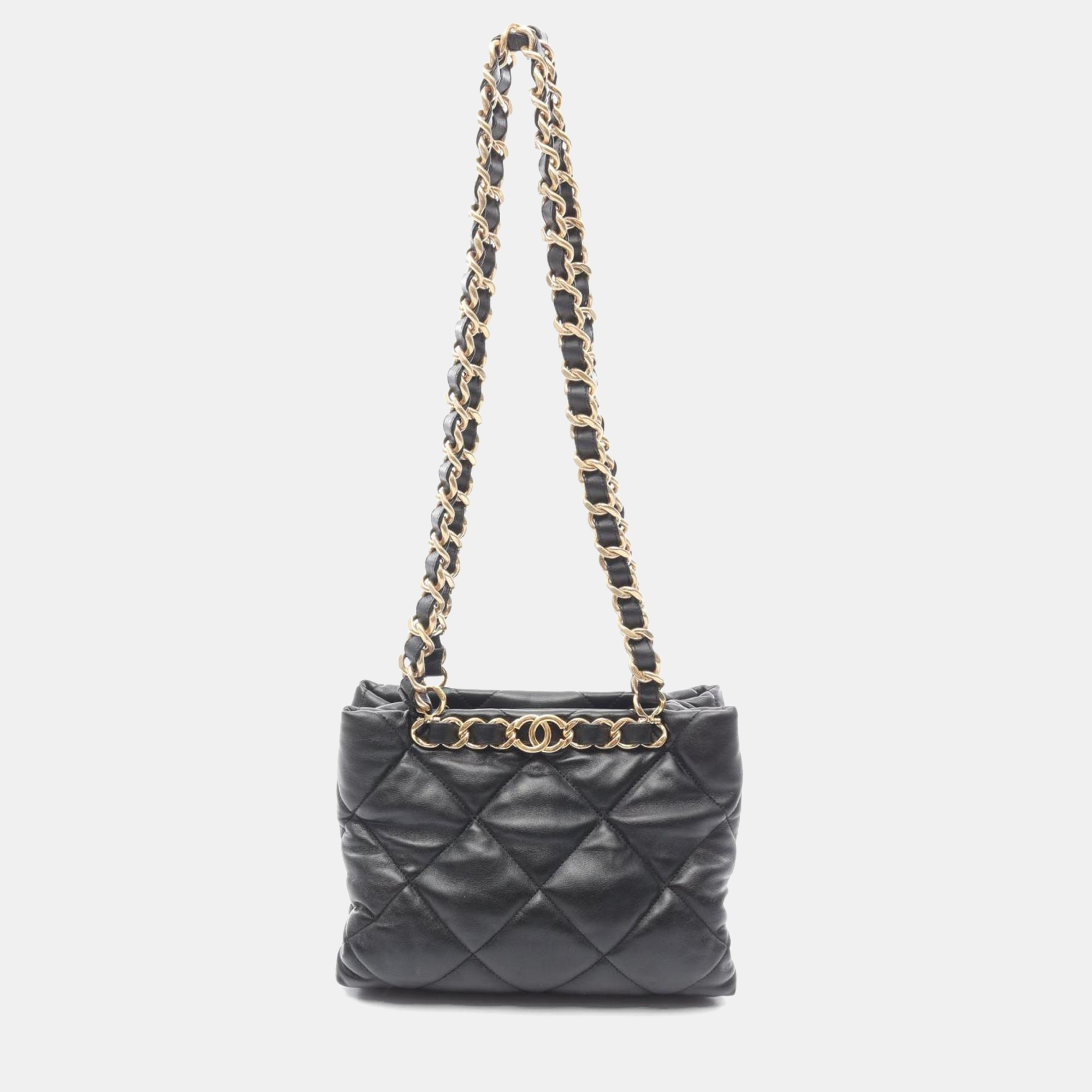

Chanel Matelasse Small Shopping Tote Bag In Lambskin Leather Black