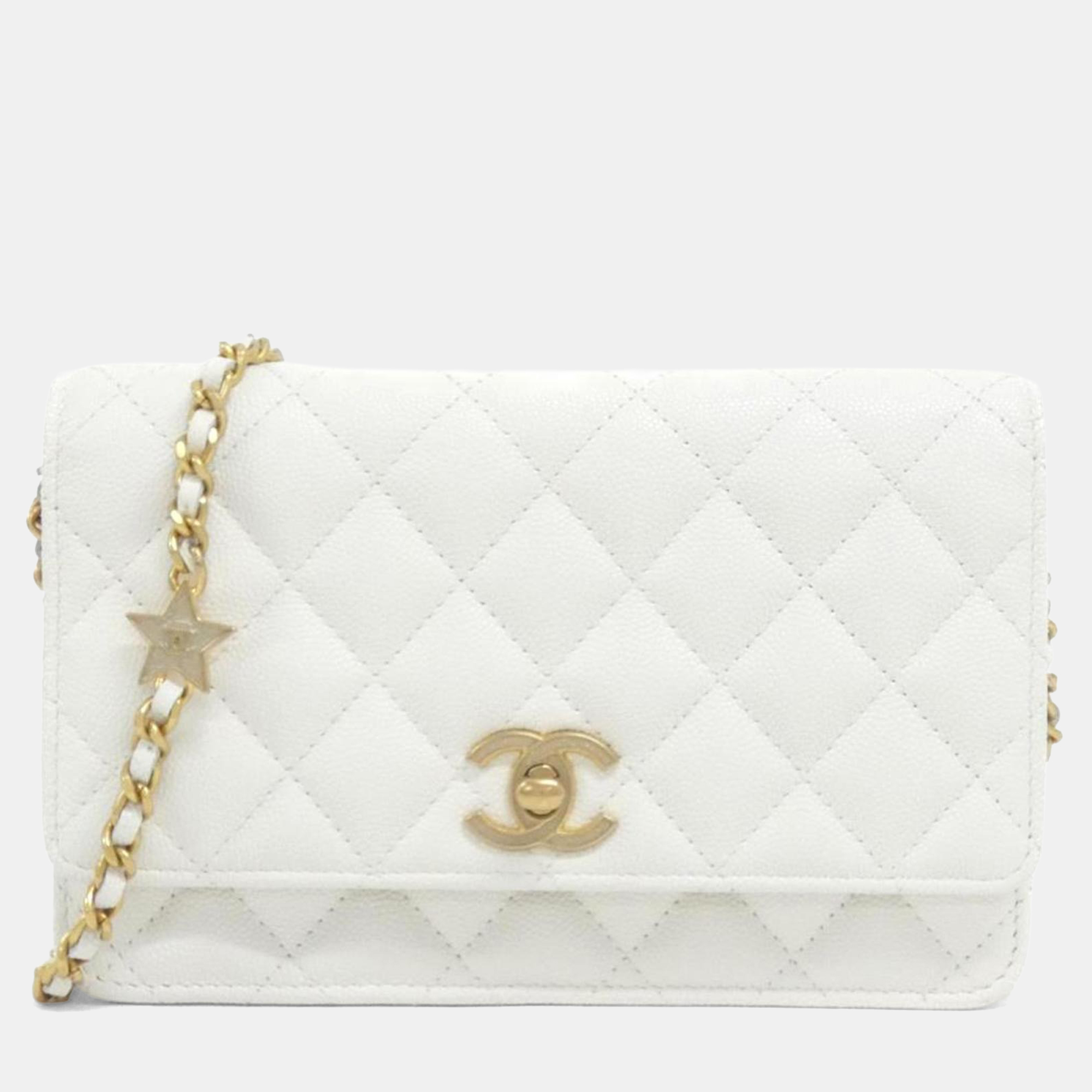 

Chanel White Calf Leather Chain Wallet