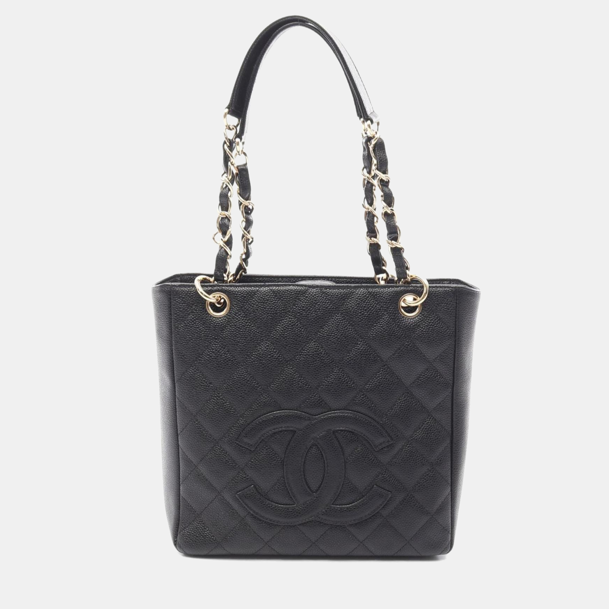 Pre-owned Chanel Matelasse Black Caviar Skin Grained Calf Pst Tote