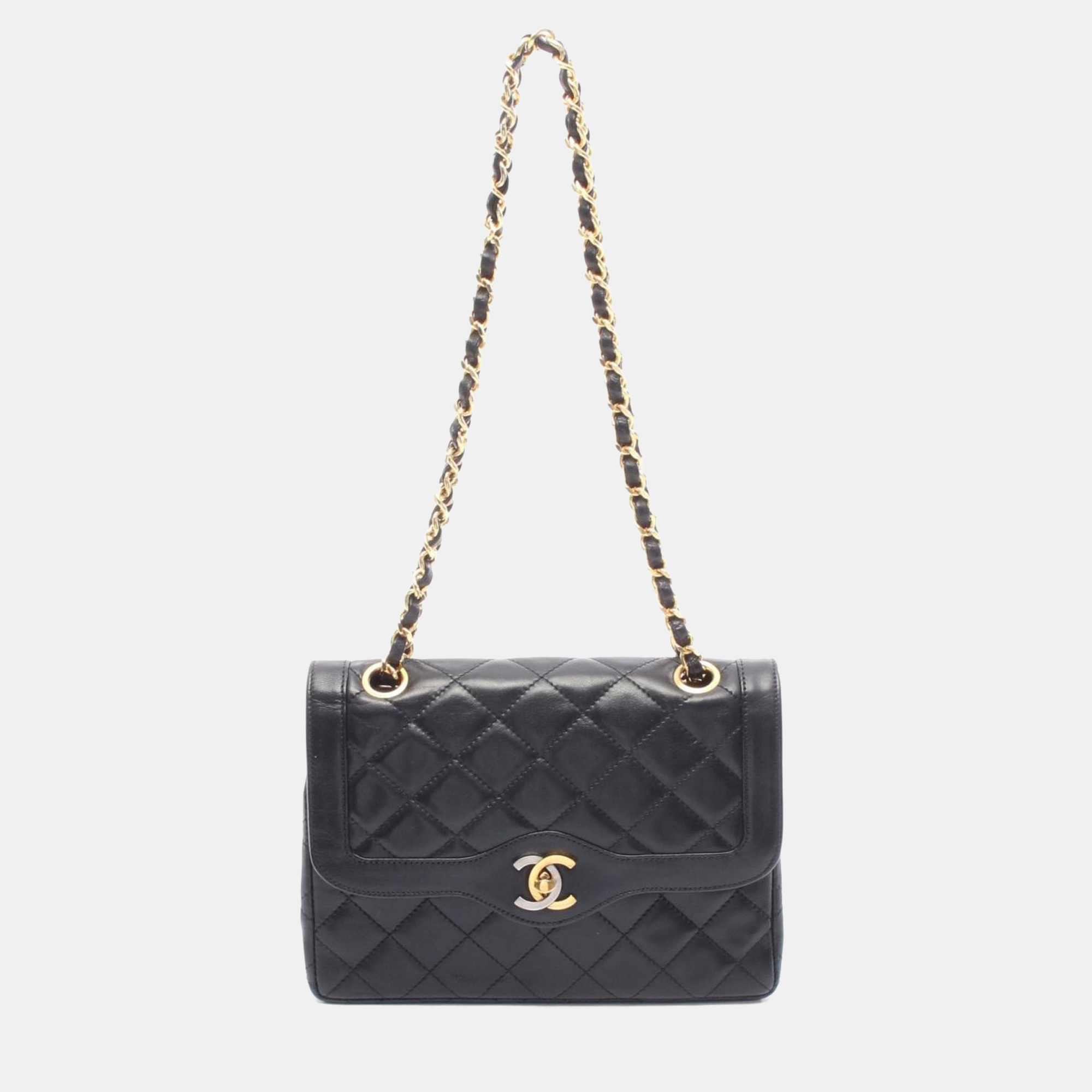 

Chanel Matelasse Paris Limited Edition Double Flap Shoulder Bag In Lambskin Leather Black