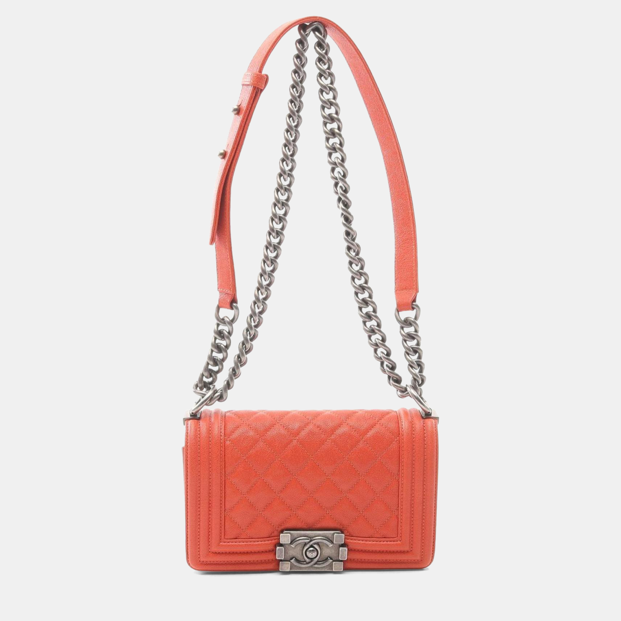

Chanel Boy Chanel Small Shoulder Bag Caviar Skin Grained Calf Orange