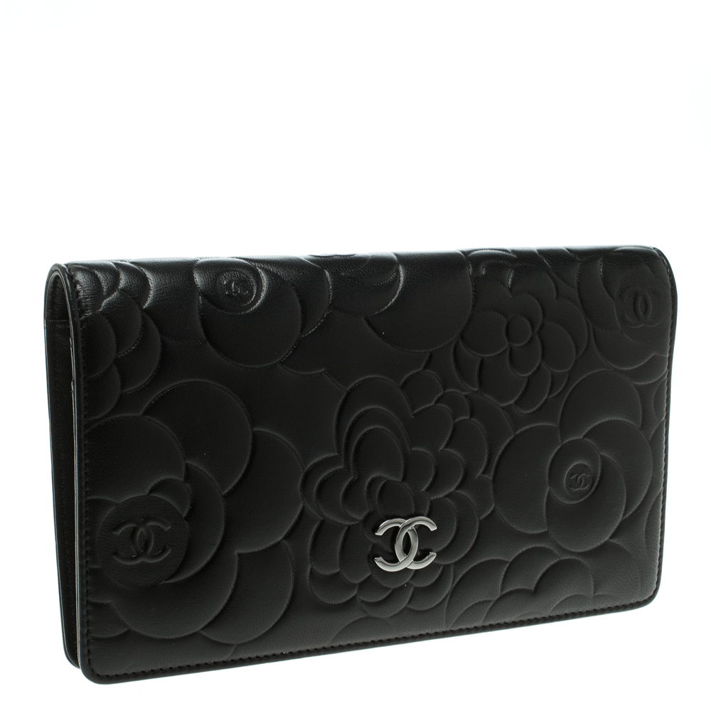 CHANEL Camellia Silver CC Long Wallet (with Add-on Chain) – LA