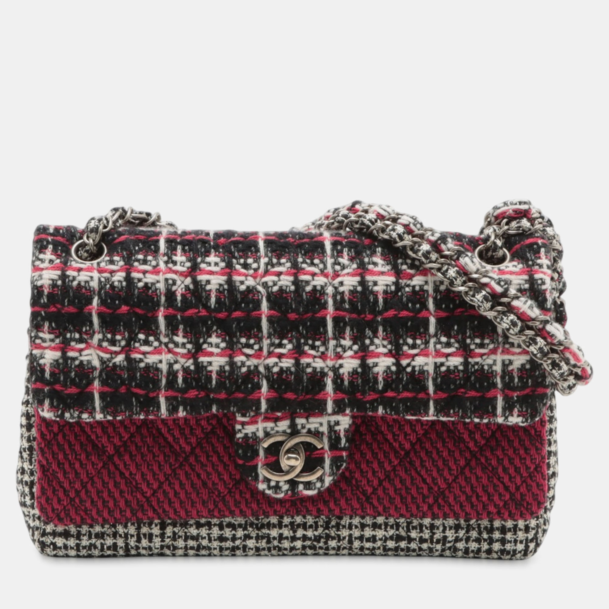 

Chanel Red Medium Classic Tweed Double Flap