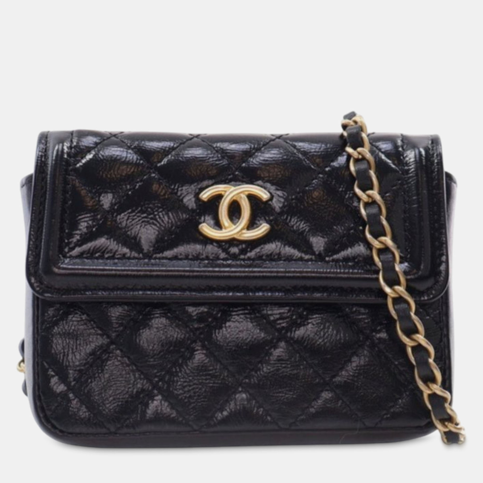 

Chanel Black Quilted Shiny Aged Calfskin Waist Belt Bag