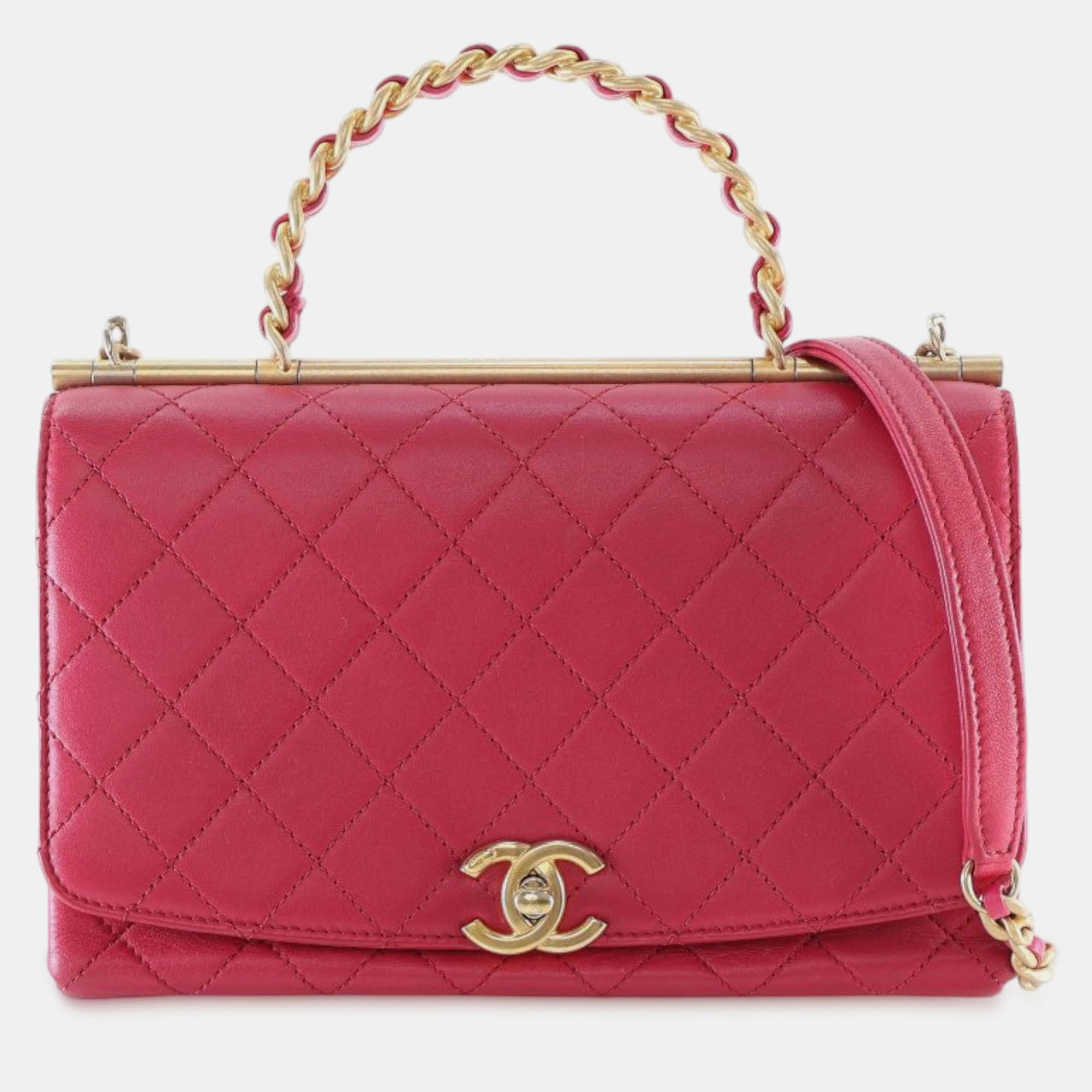 

Chanel Pink Medium Quilted Lambskin La Parisienne Flap